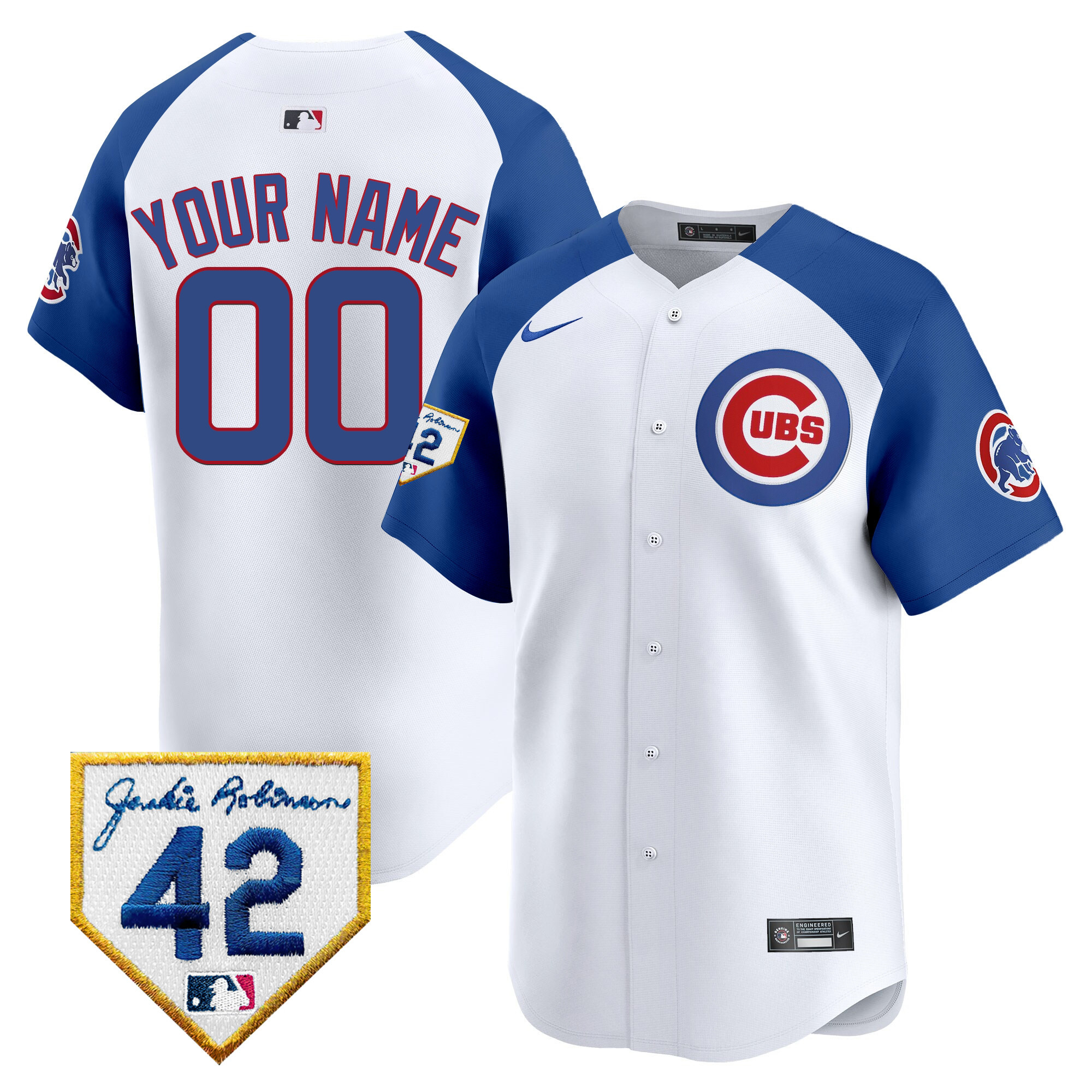 Chicago Cubs 2024 Jackie Robinson Patch Vapor Premier Limited Custom Jersey V2 - All Stitched