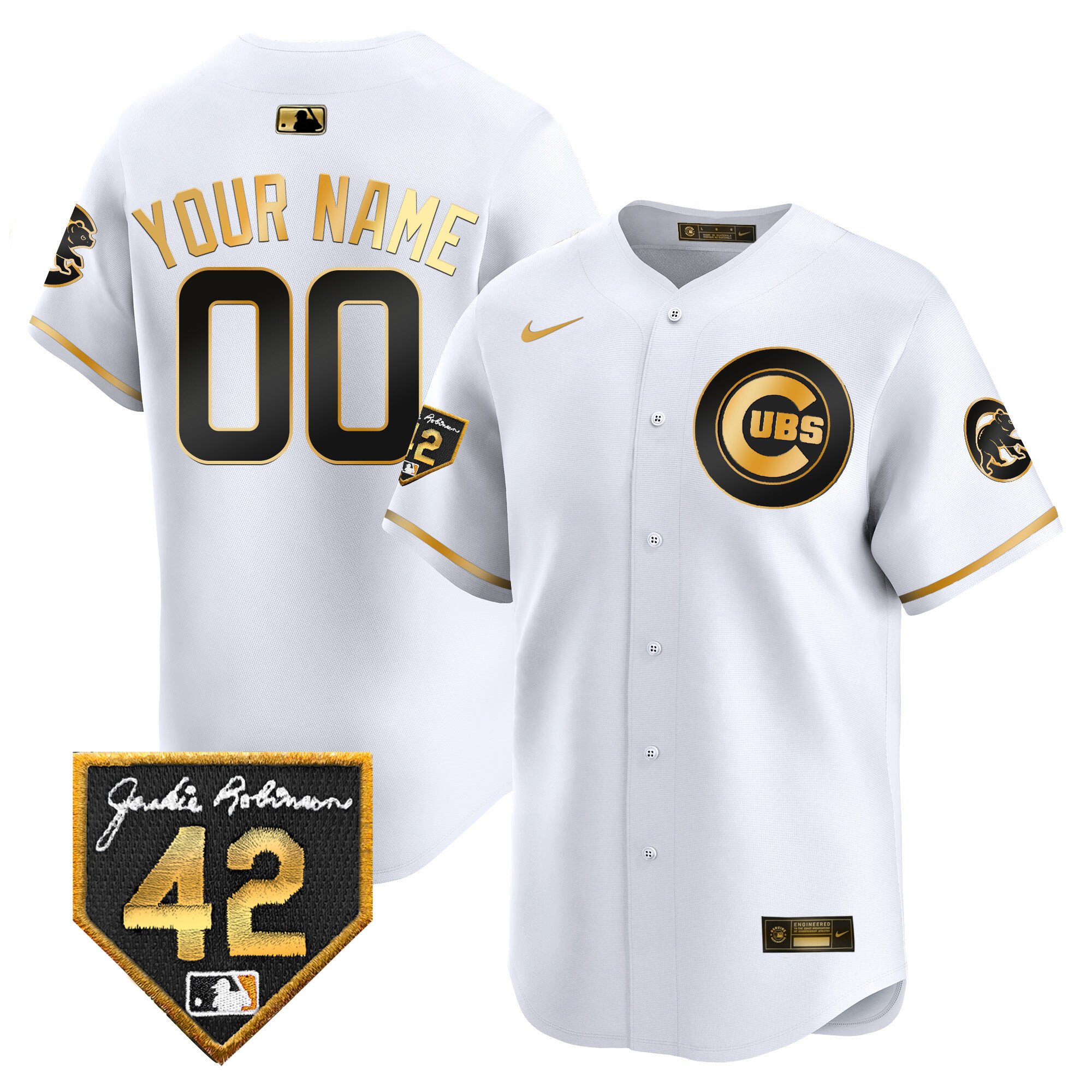 Chicago Cubs 2024 Jackie Robinson Patch Vapor Premier Limited Custom Jersey V2 - All Stitched