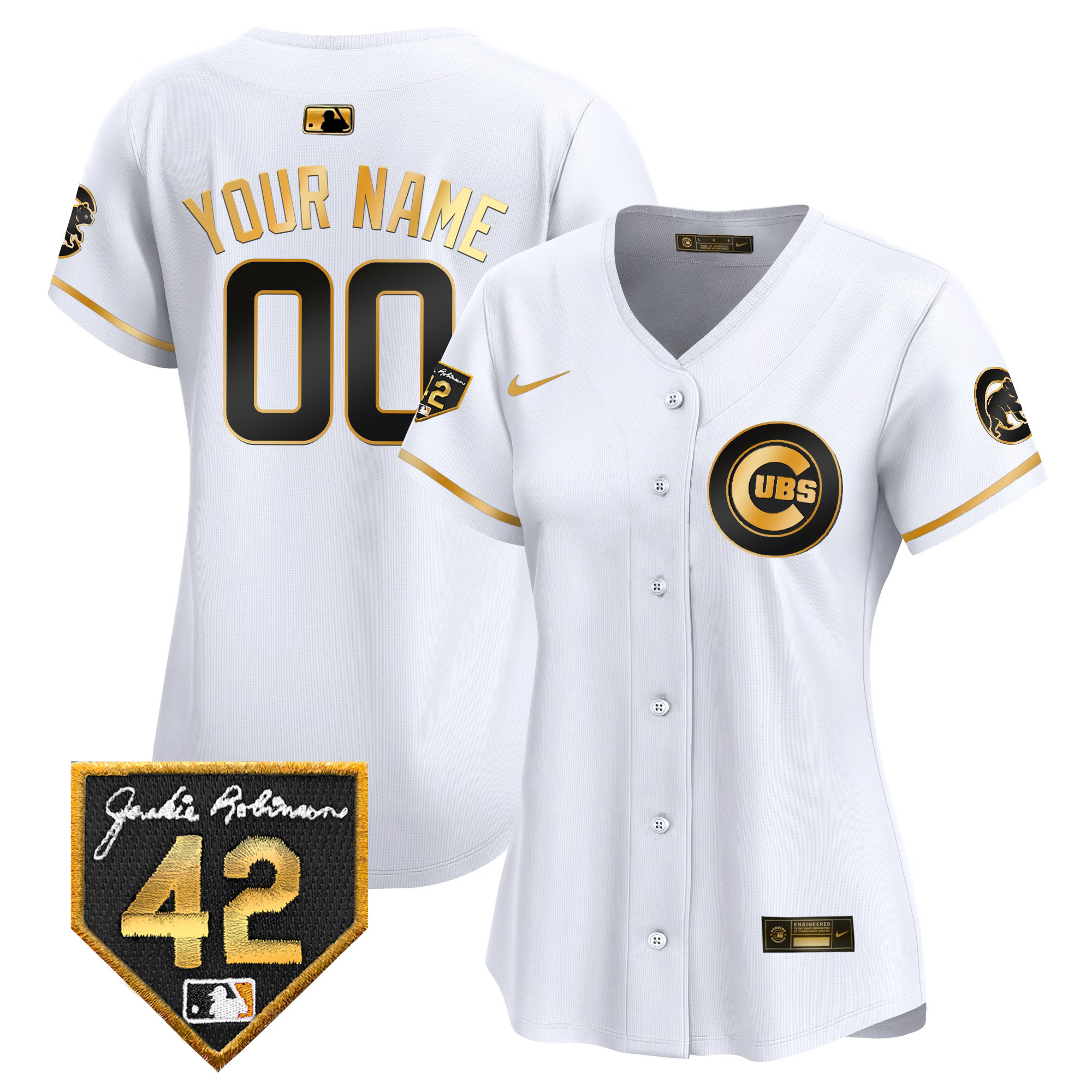 Chicago Cubs 2024 Jackie Robinson Patch Vapor Premier Limited Custom Jersey V2 - All Stitched
