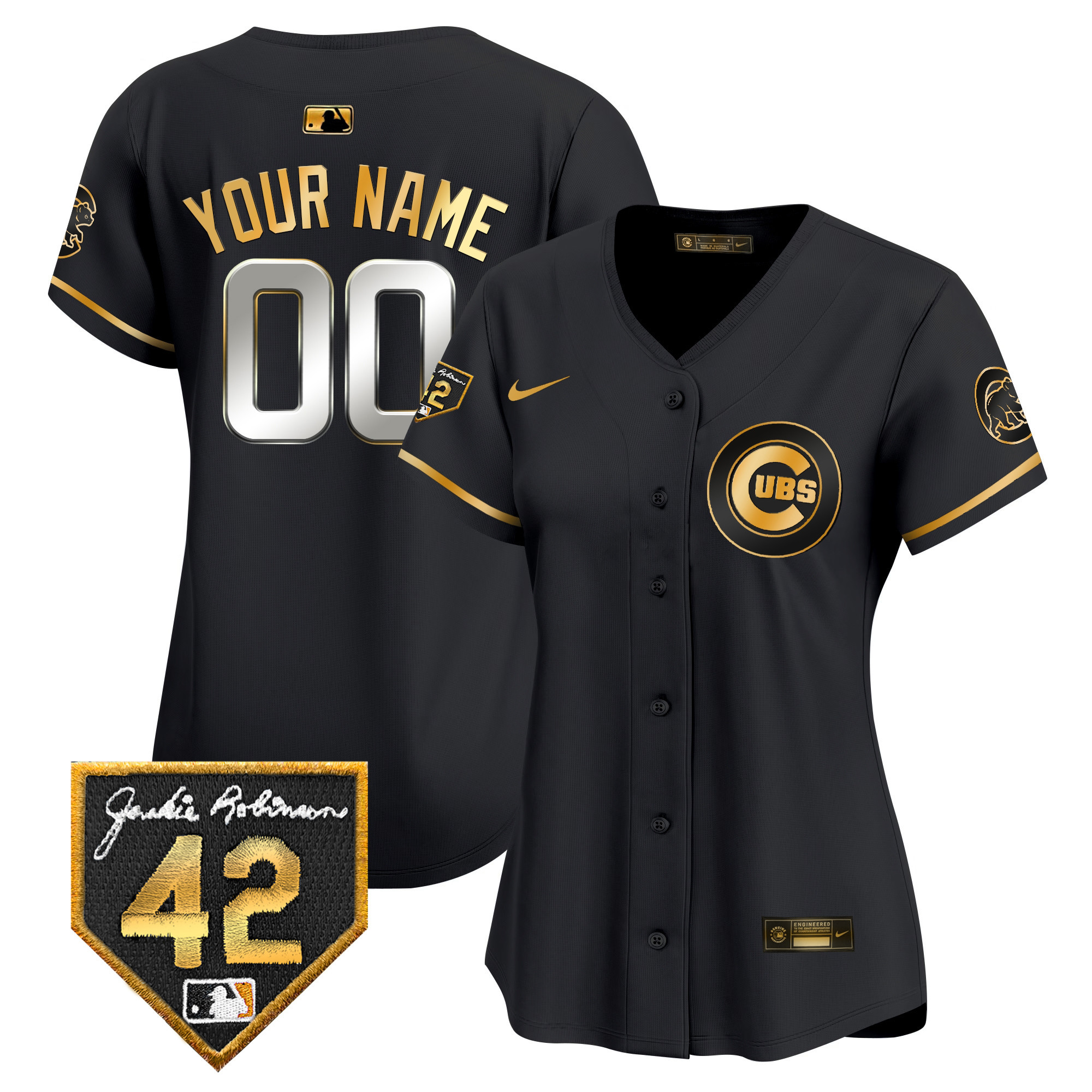 Chicago Cubs 2024 Jackie Robinson Patch Vapor Premier Limited Custom Jersey V2 - All Stitched