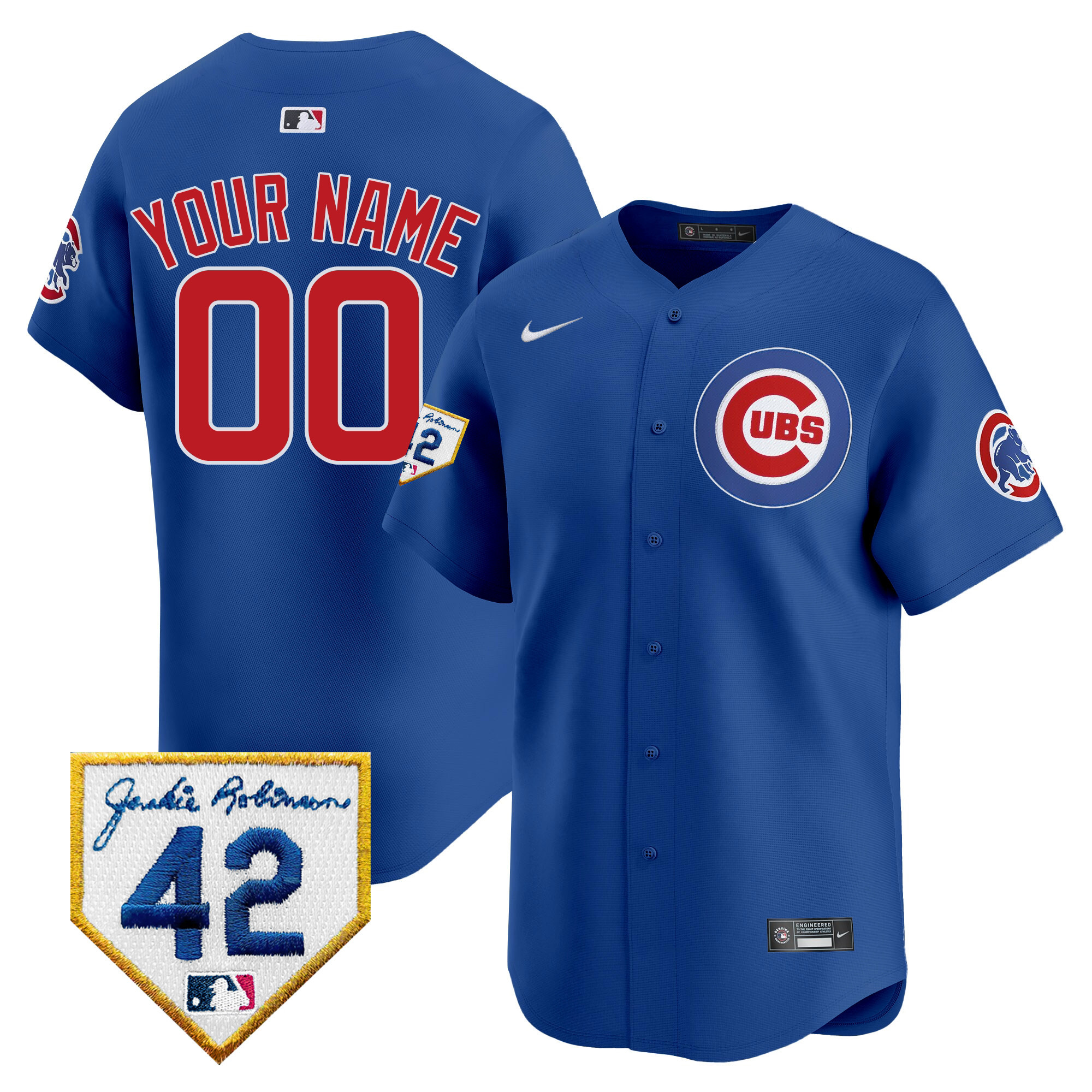 Chicago Cubs 2024 Jackie Robinson Patch Vapor Premier Limited Custom Jersey V2 - All Stitched