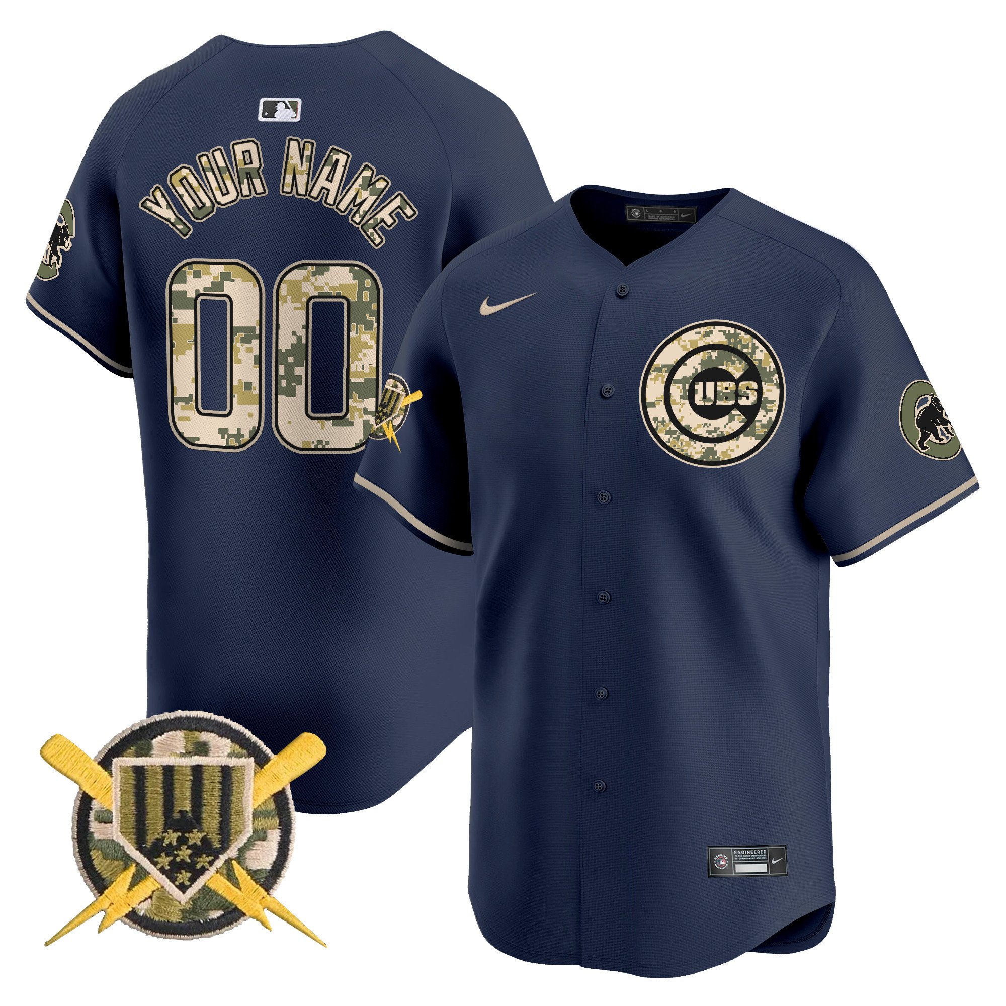 Chicago Cubs Armed Forces Day Vapor Premier Limited Custom Jersey - All Stitched