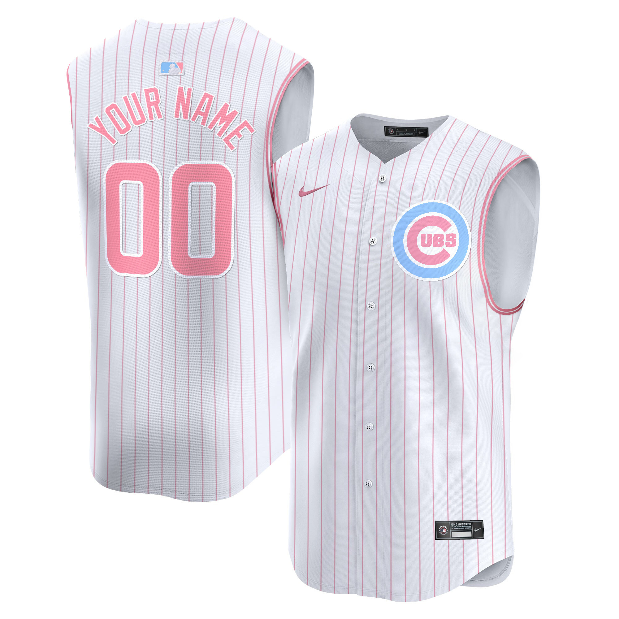 Chicago Cubs Bubblegum Pink Vapor Premier Sleeveless Custom Jersey - All Stitched