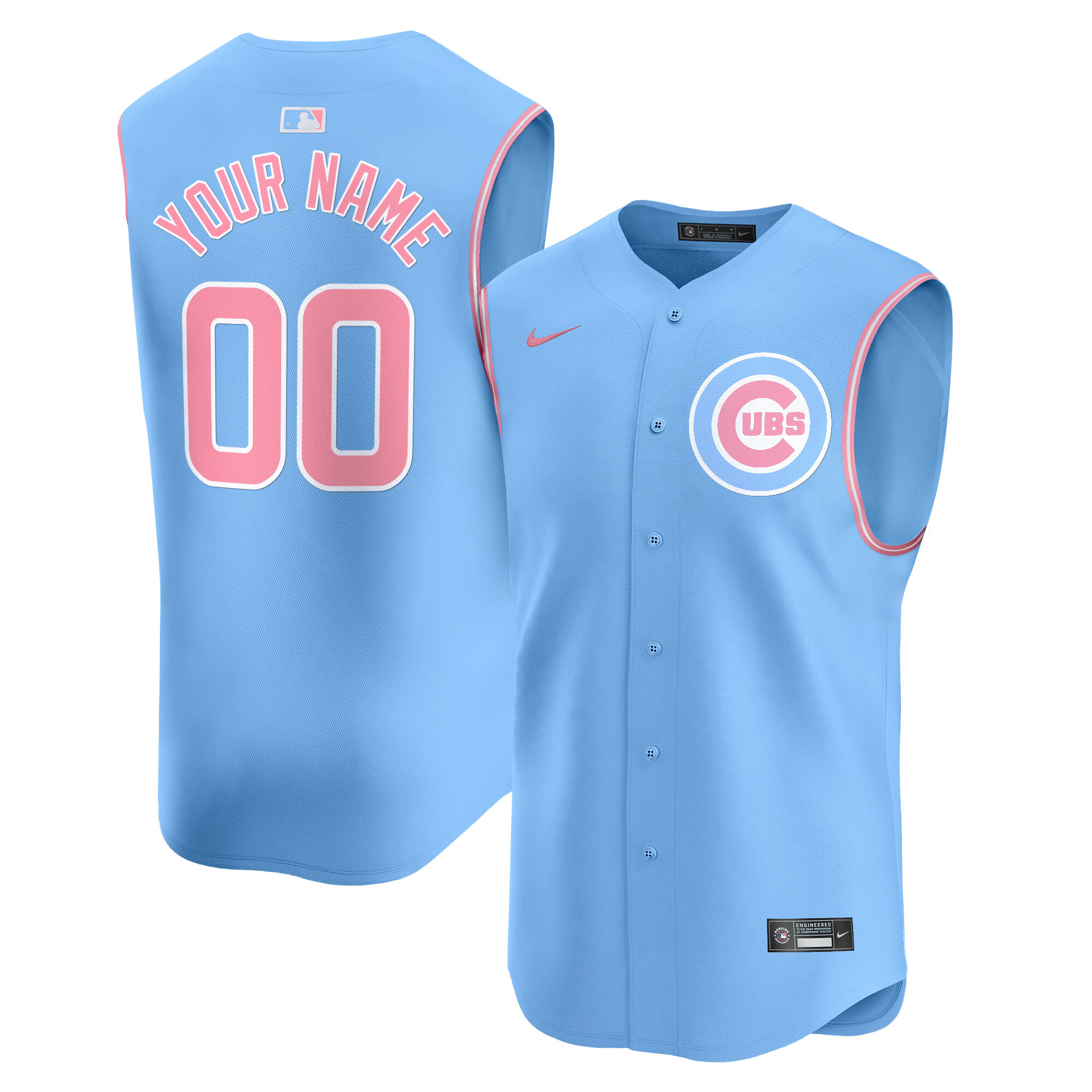 Chicago Cubs Bubblegum Pink Vapor Premier Sleeveless Custom Jersey - All Stitched