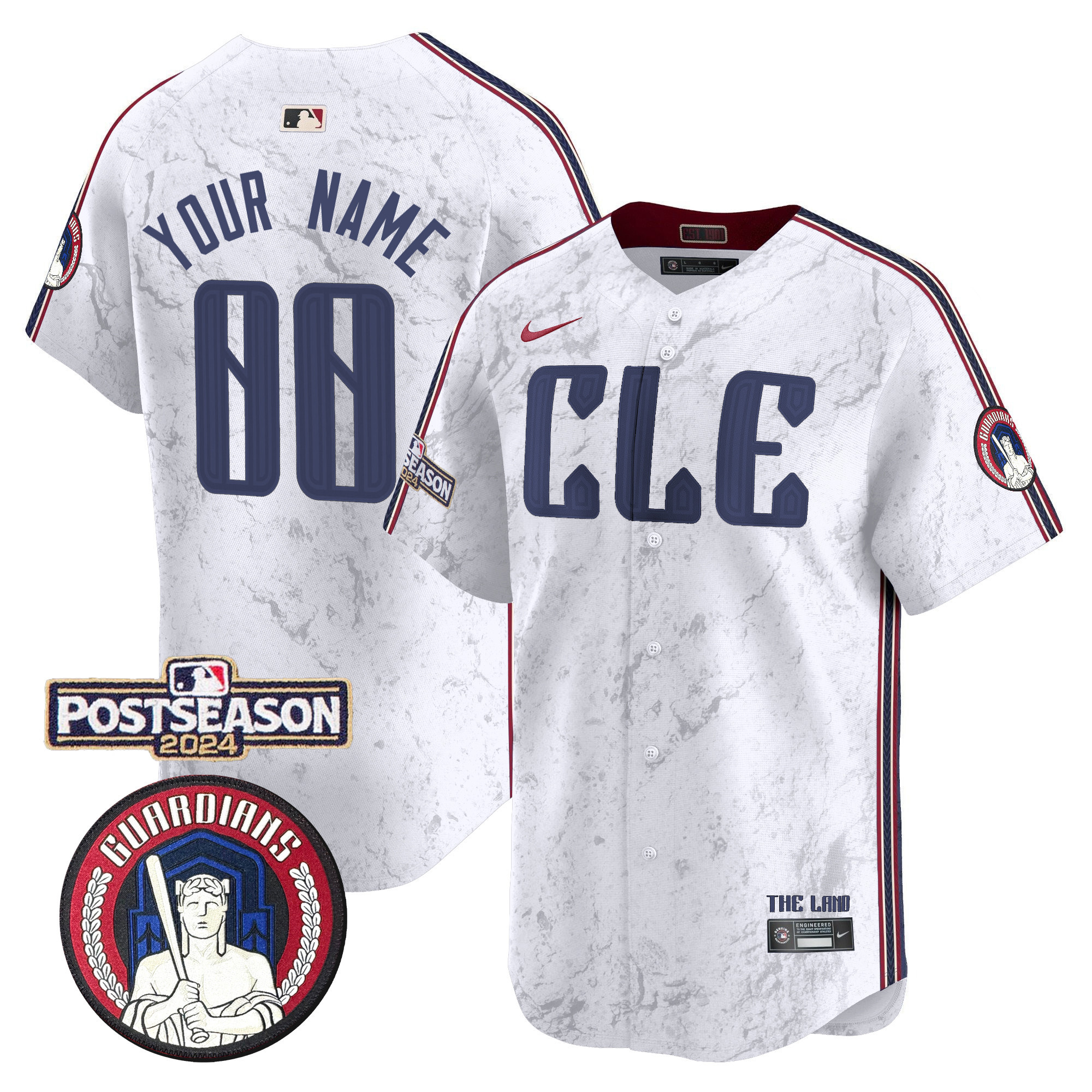 Cleveland Guardians 2024 Postseason Patch City Connect Vapor Premier Limited Custom Jersey - All Stitched