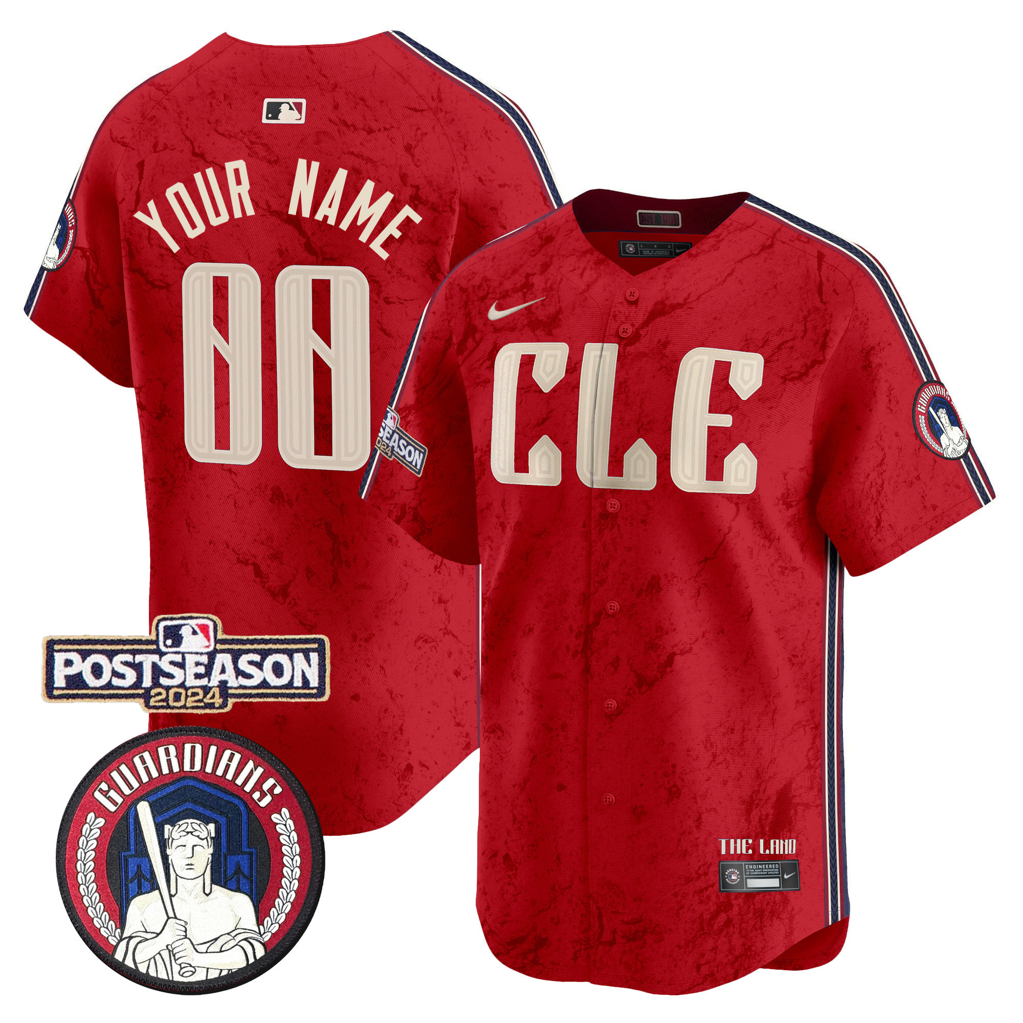 Cleveland Guardians 2024 Postseason Patch City Connect Vapor Premier Limited Custom Jersey - All Stitched