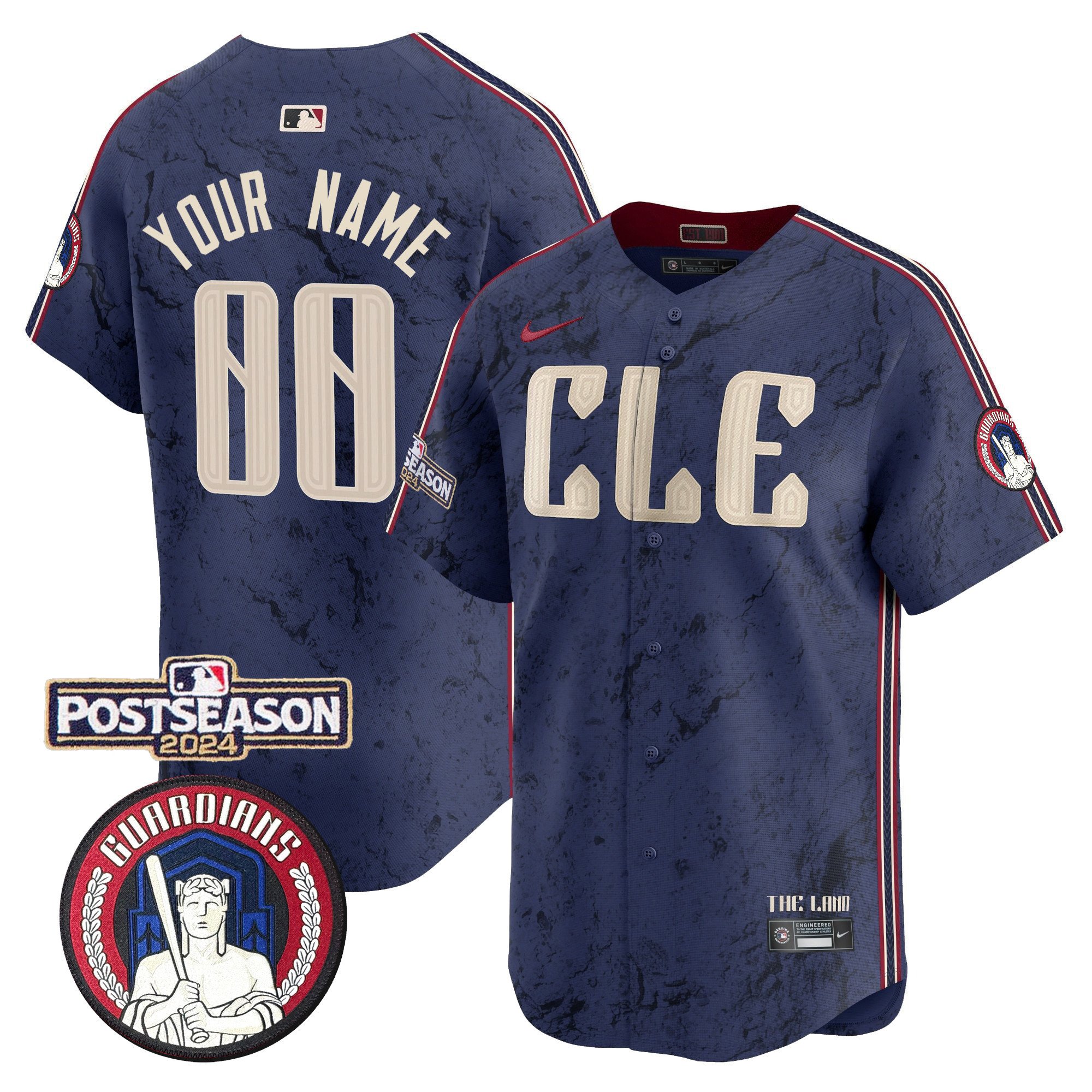 Cleveland Guardians 2024 Postseason Patch City Connect Vapor Premier Limited Custom Jersey - All Stitched