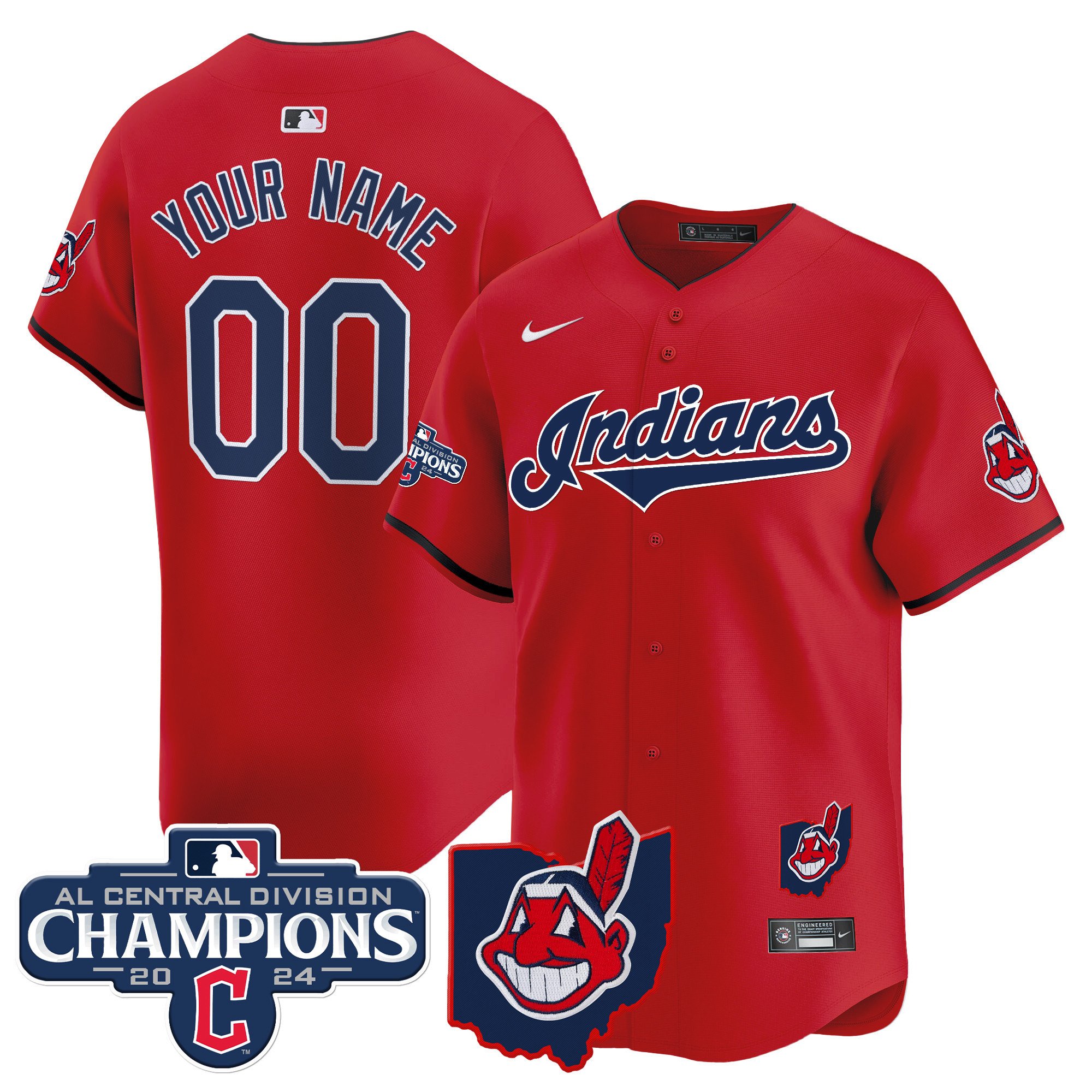 Cleveland Indians 2024 AL Central Division Champions Vapor Premier Limited Custom Jersey - All Stitched