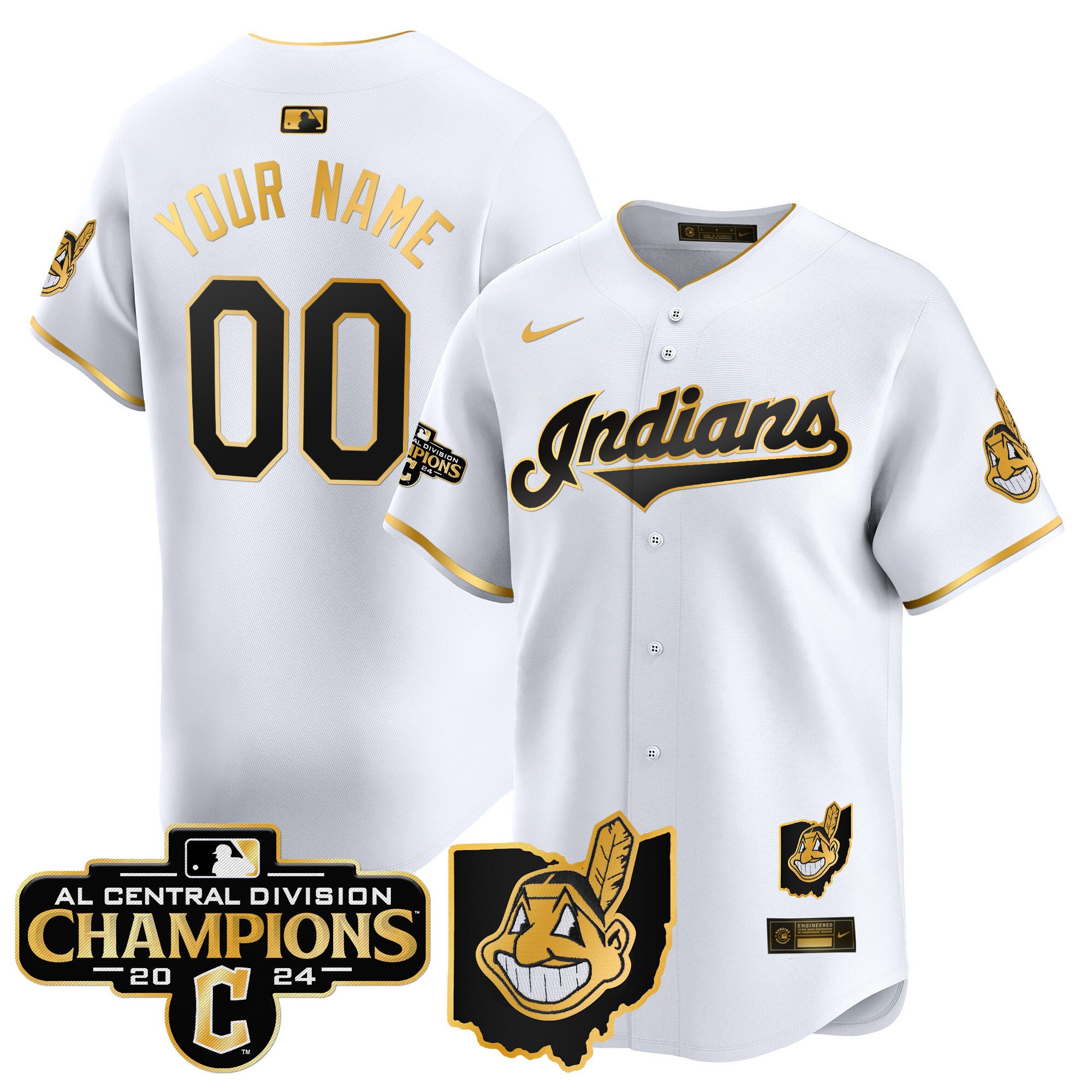 Cleveland Indians 2024 AL Central Division Champions Vapor Premier Limited Custom Jersey - All Stitched