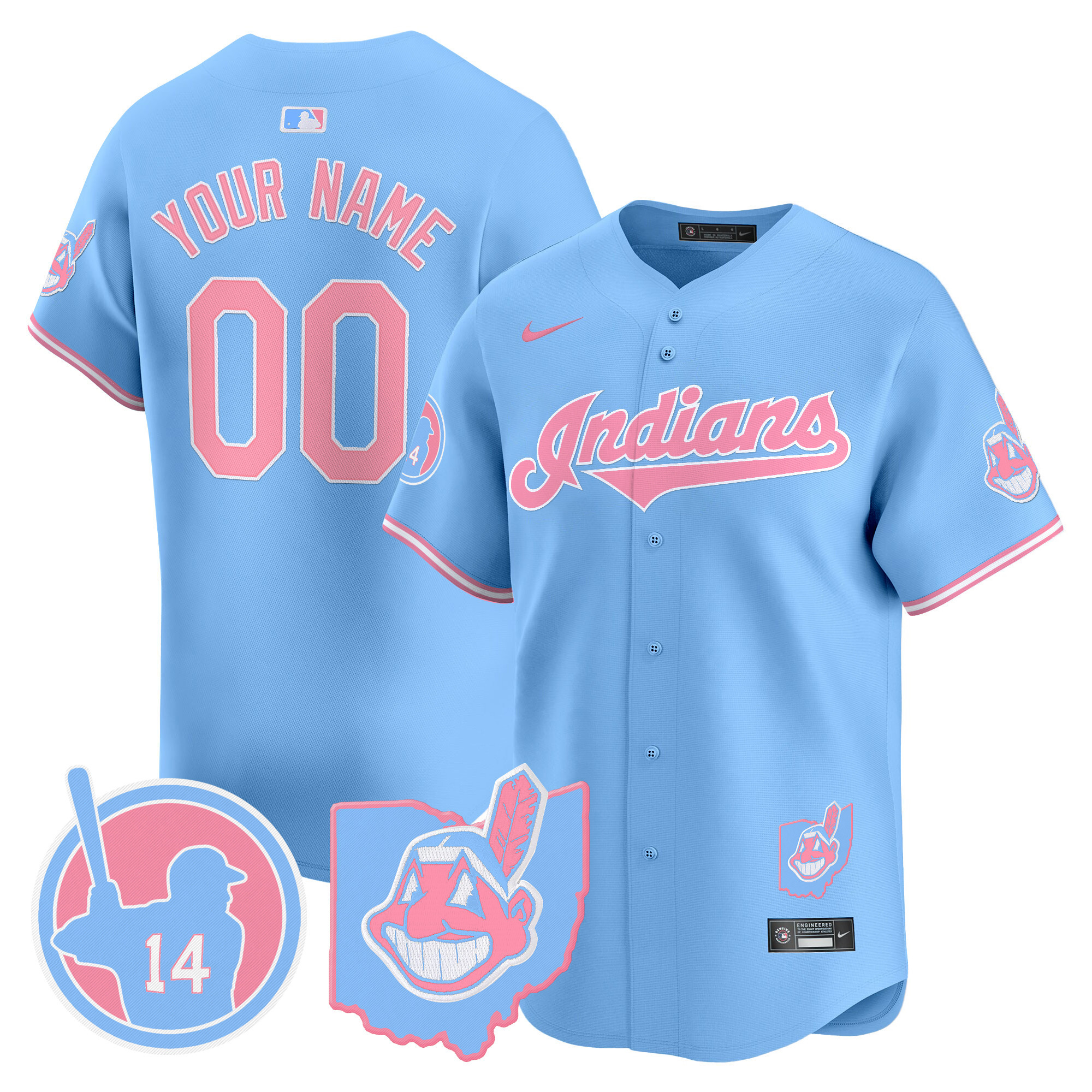 Cleveland Indians Larry Doby Bubblegum Pink Vapor Premier Limited Custom Jersey - All Stitched