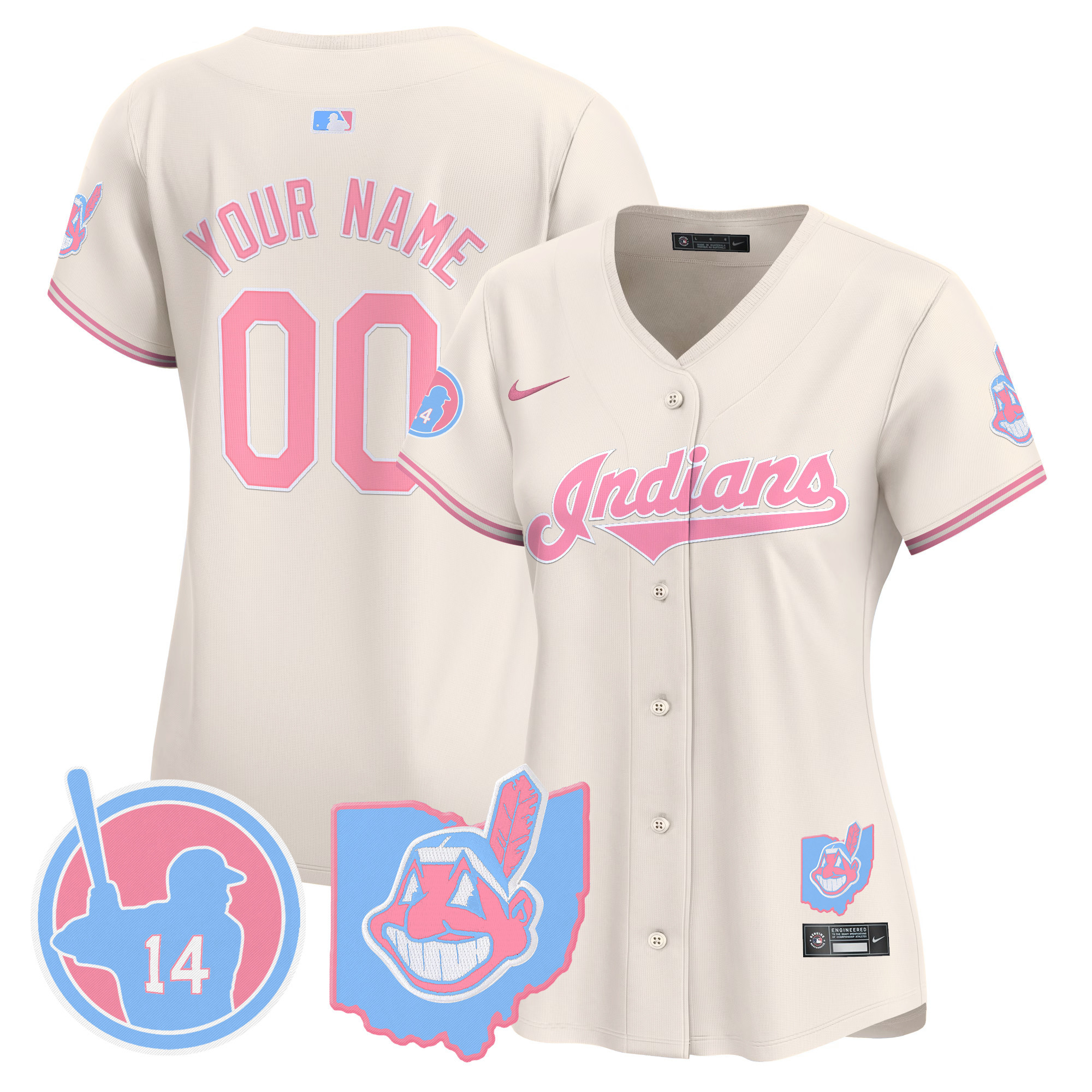 Cleveland Indians Larry Doby Bubblegum Pink Vapor Premier Limited Custom Jersey - All Stitched
