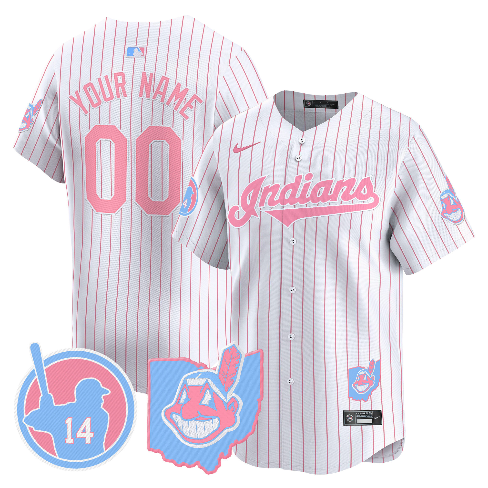 Cleveland Indians Larry Doby Bubblegum Pink Vapor Premier Limited Custom Jersey - All Stitched