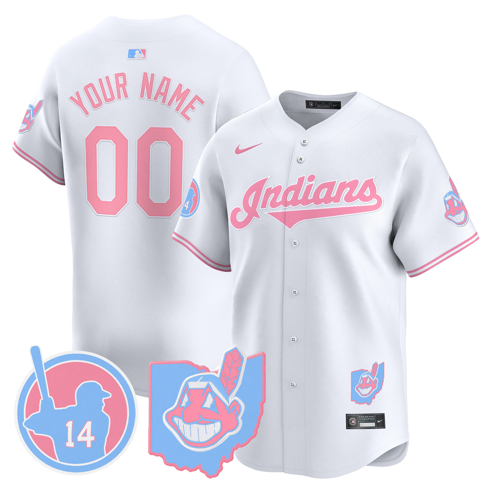 Cleveland Indians Larry Doby Bubblegum Pink Vapor Premier Limited Custom Jersey - All Stitched