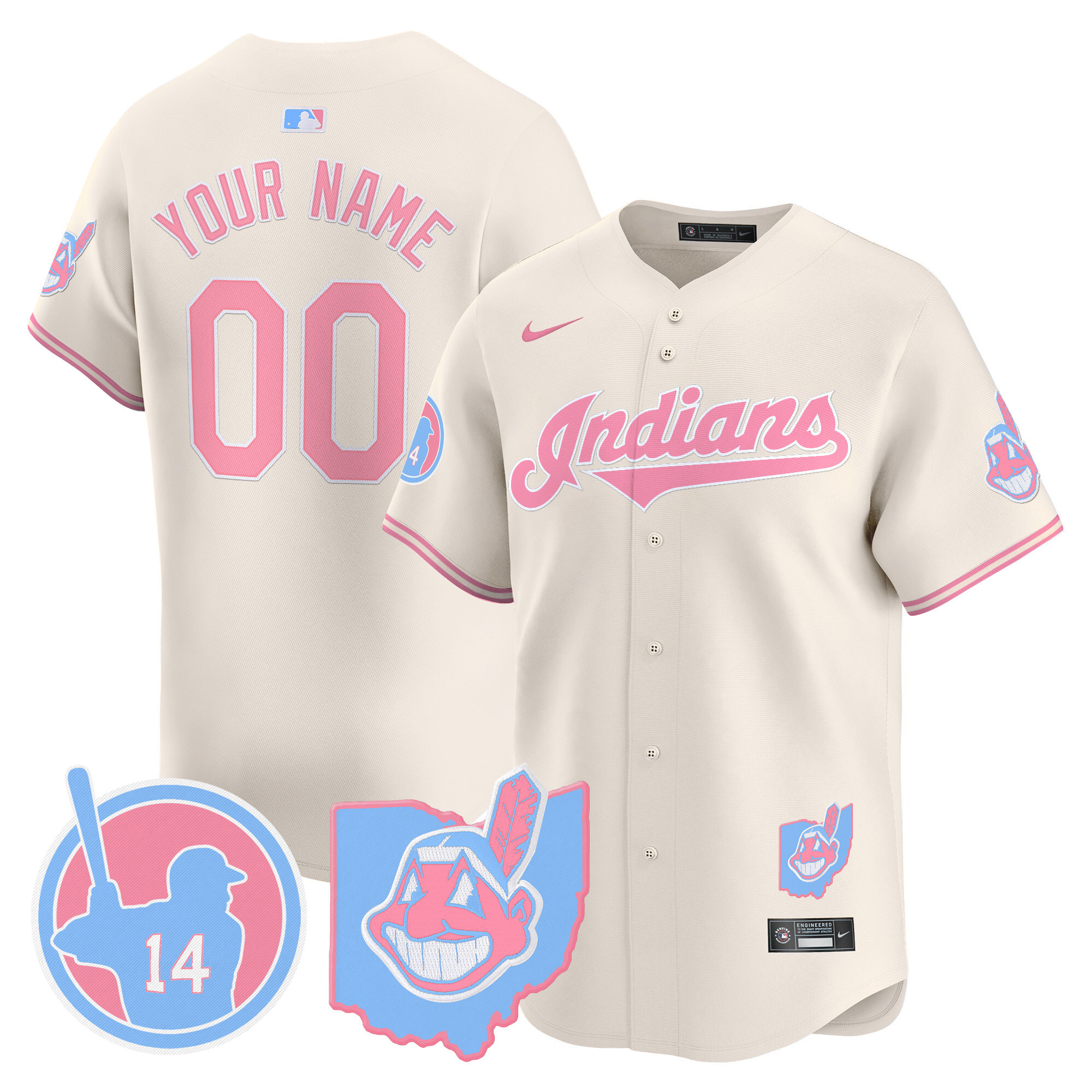 Cleveland Indians Larry Doby Bubblegum Pink Vapor Premier Limited Custom Jersey - All Stitched