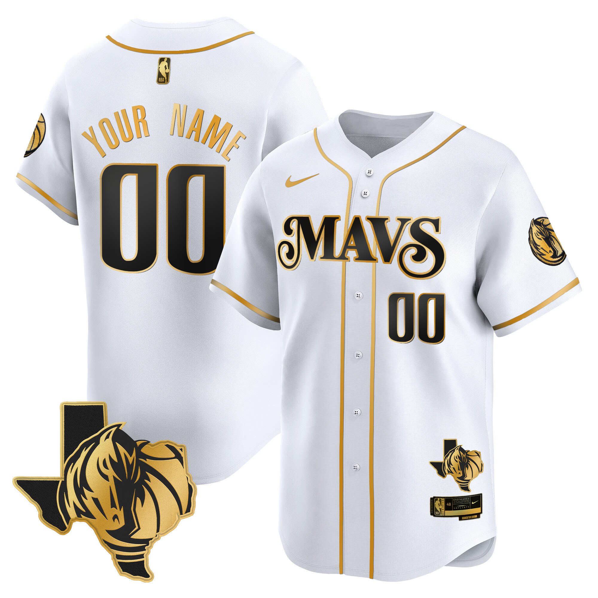 Dallas Mavericks Texas Patch Baseball Custom Jersey - All Stitched