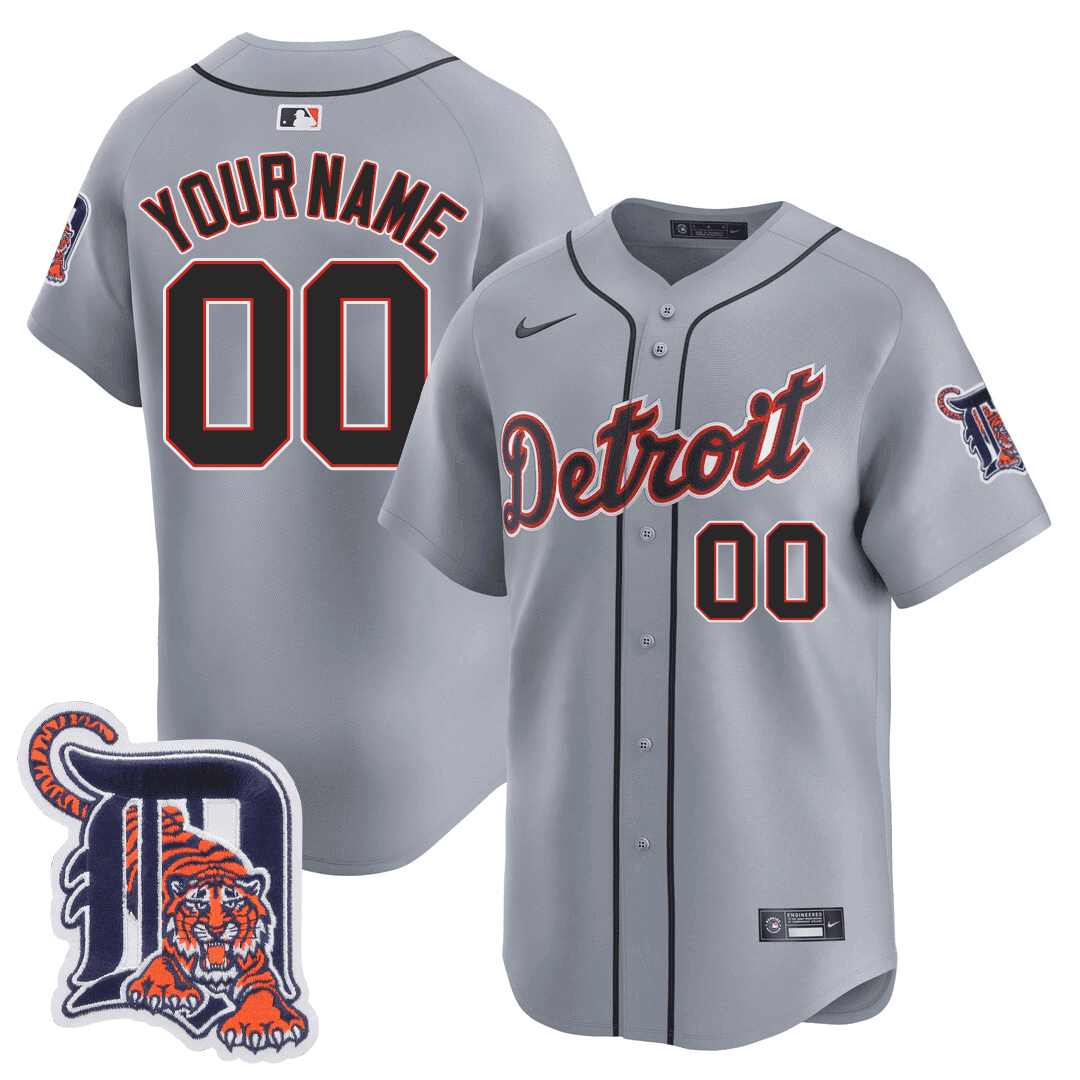 Detroit Tigers Logo Patch Baseball Custom Jersey - All Stitched