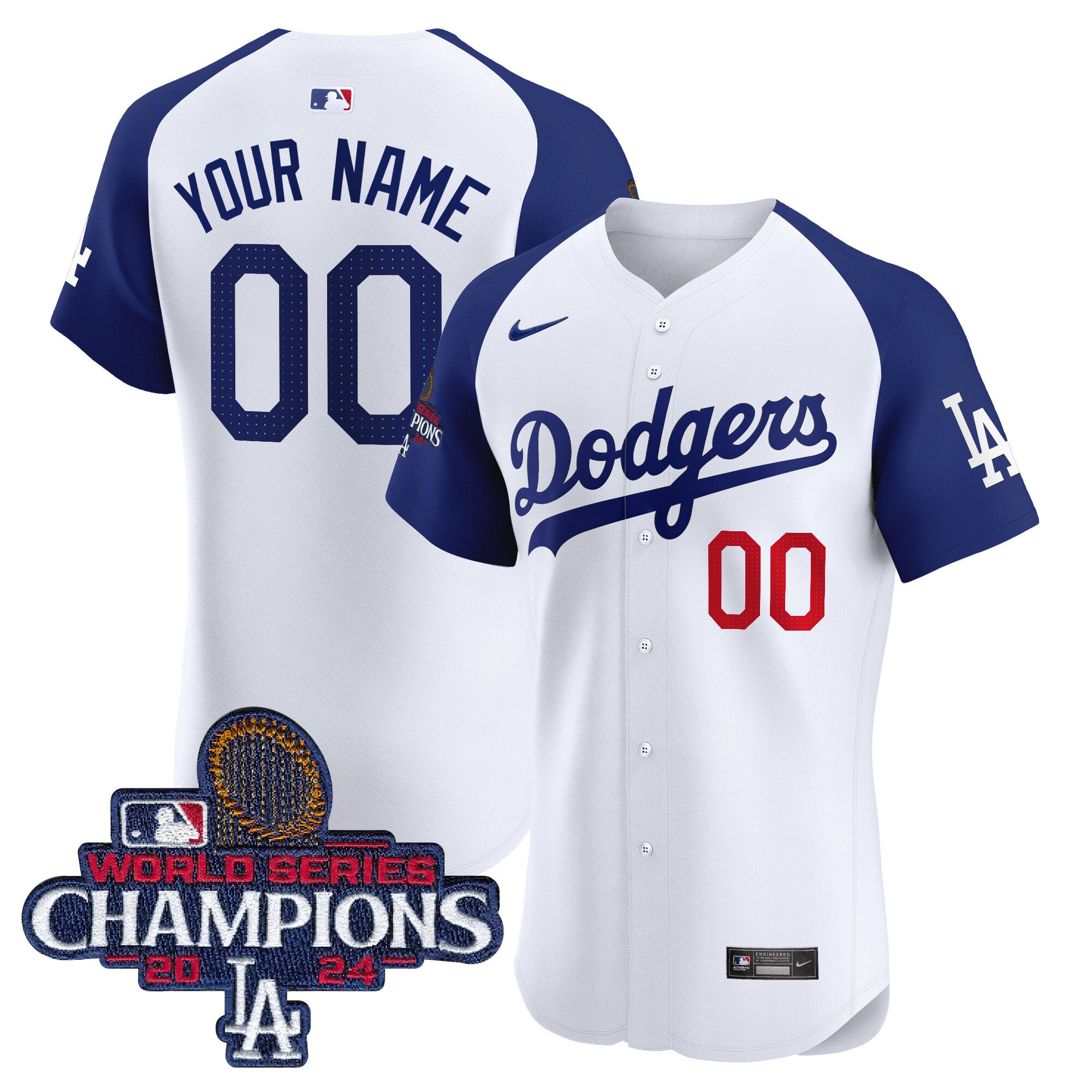 Dodgers 2024 World Series Champions Patch Vapor Premier Elite Custom Jersey - All Stitched