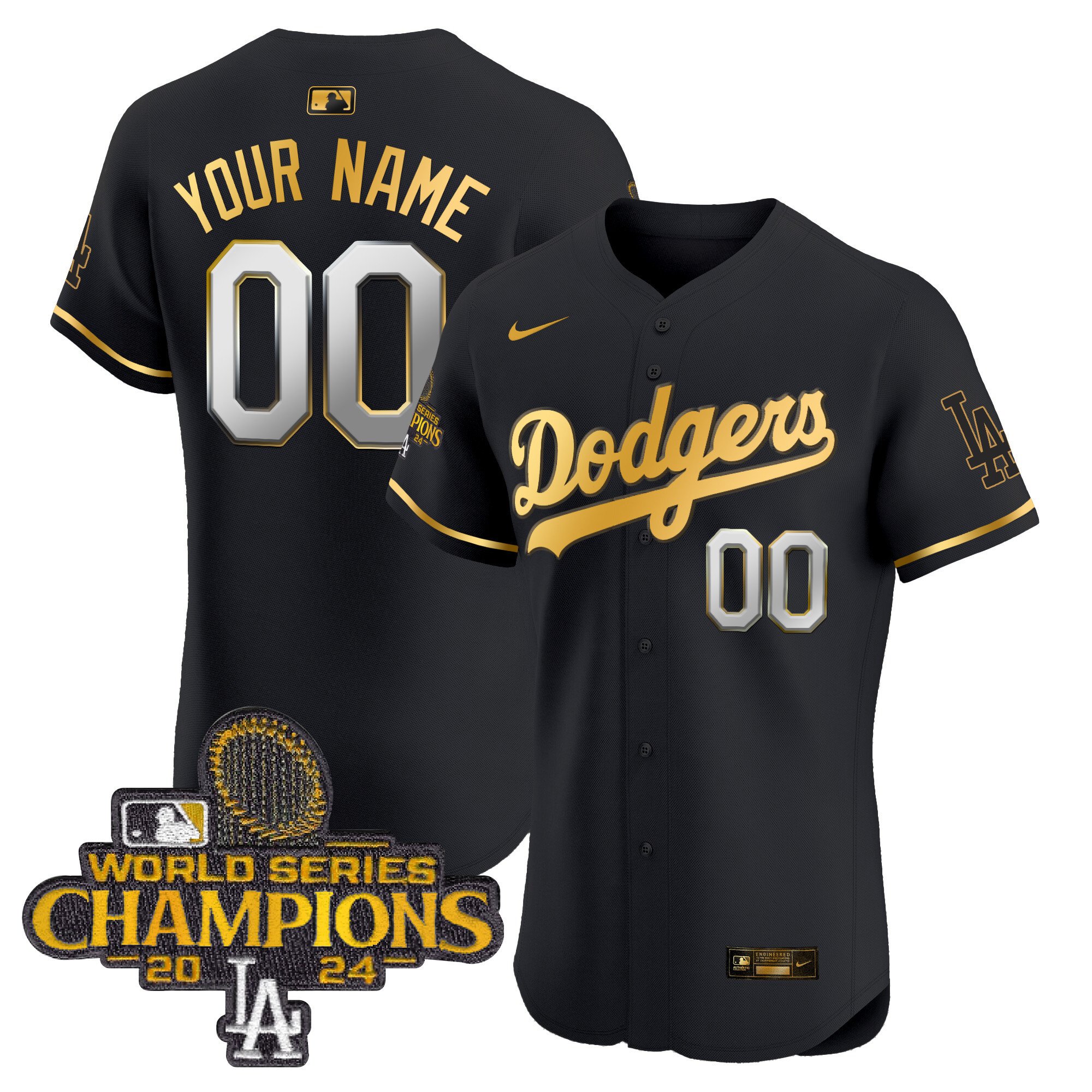 Dodgers 2024 World Series Champions Patch Vapor Premier Elite Custom Jersey - All Stitched