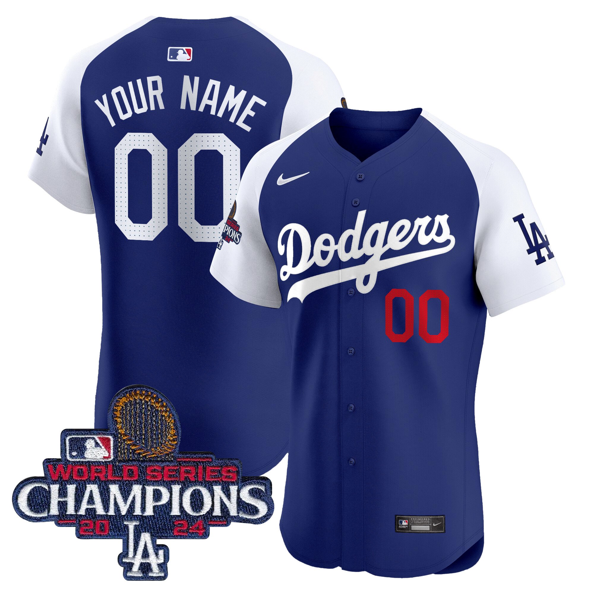 Dodgers 2024 World Series Champions Patch Vapor Premier Elite Custom Jersey - All Stitched