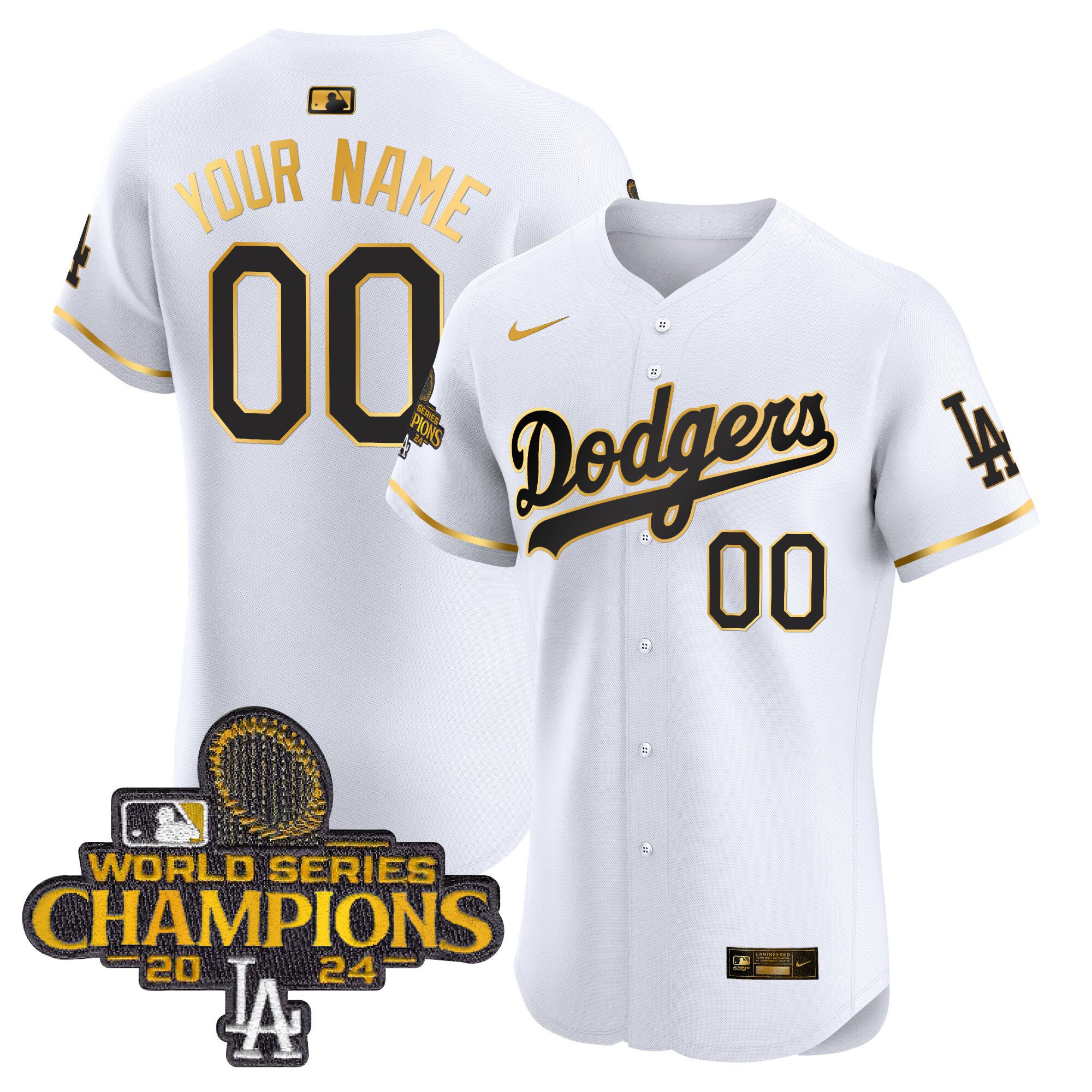 Dodgers 2024 World Series Champions Patch Vapor Premier Elite Custom Jersey - All Stitched