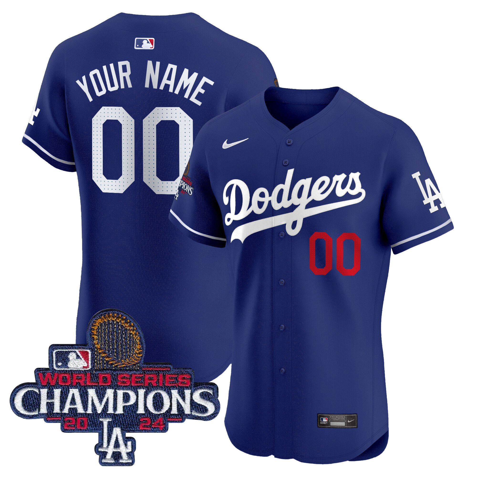 Dodgers 2024 World Series Champions Patch Vapor Premier Elite Custom Jersey - All Stitched