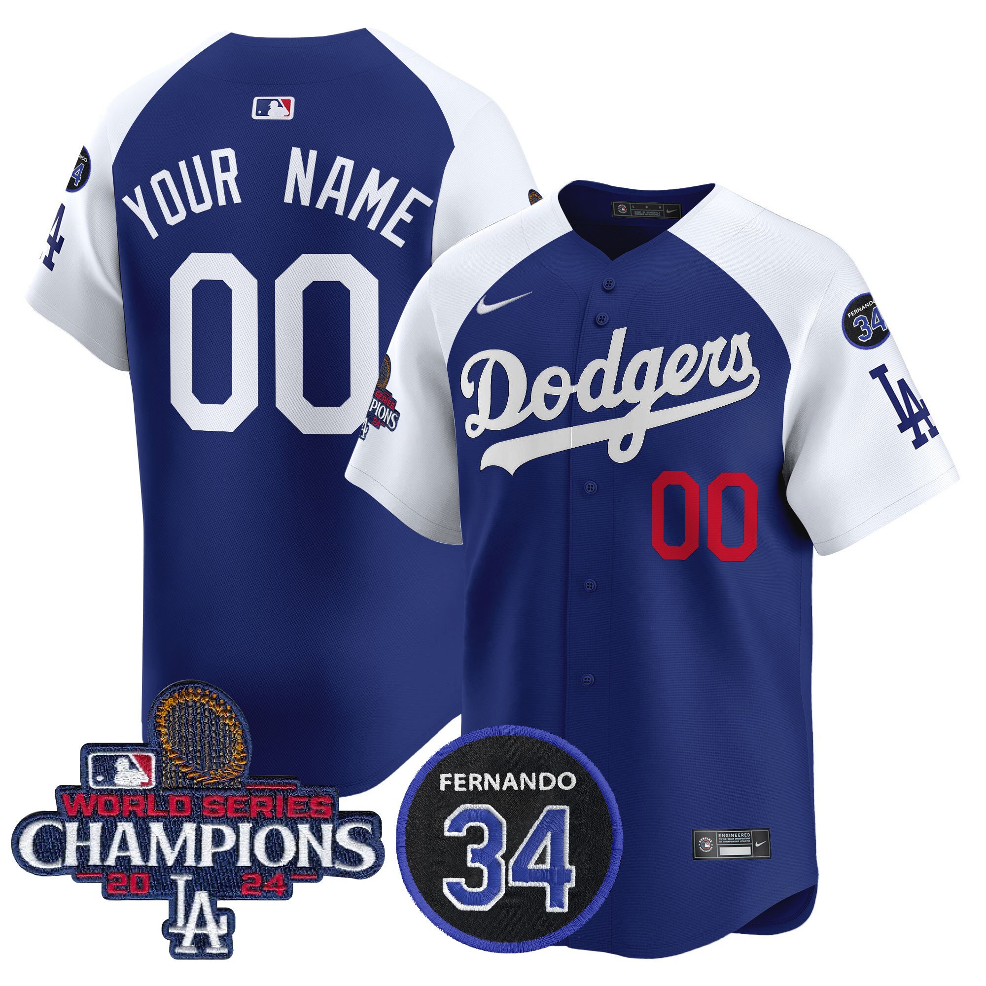 Dodgers 2024 World Series Champions Patch Vapor Premier Limited Custom Jersey V2 - All Stitched