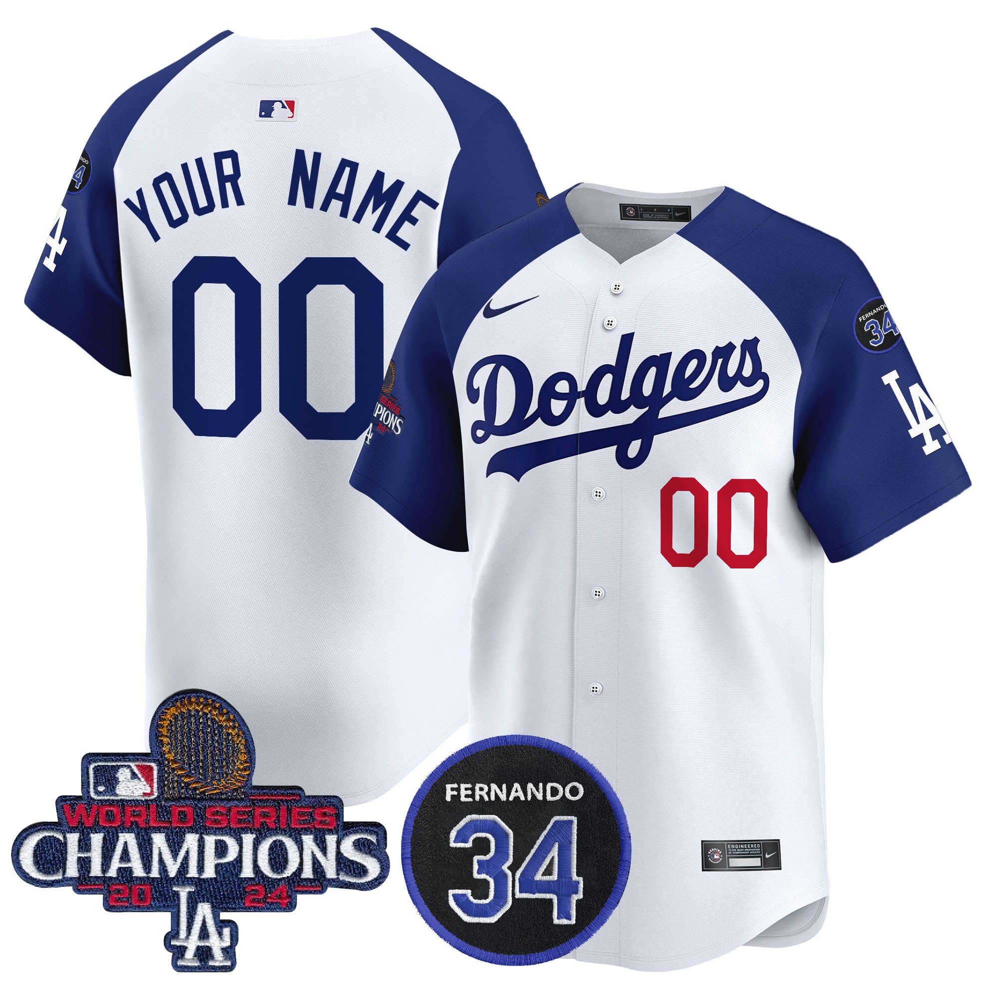 Dodgers 2024 World Series Champions Patch Vapor Premier Limited Custom Jersey V2 - All Stitched