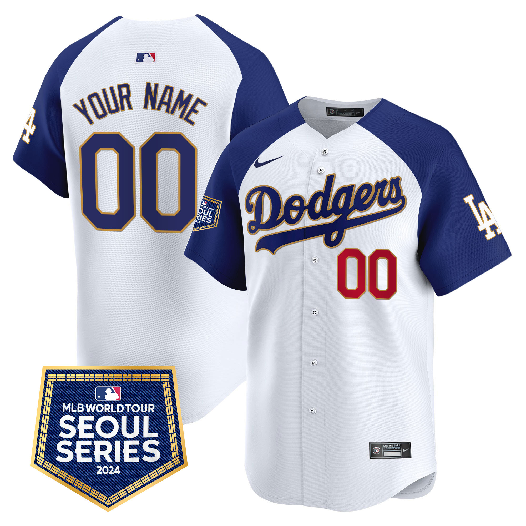 Dodgers 2024 World Tour Seoul Series Patch Vapor Premier Limited Custom Jersey - All Stitched