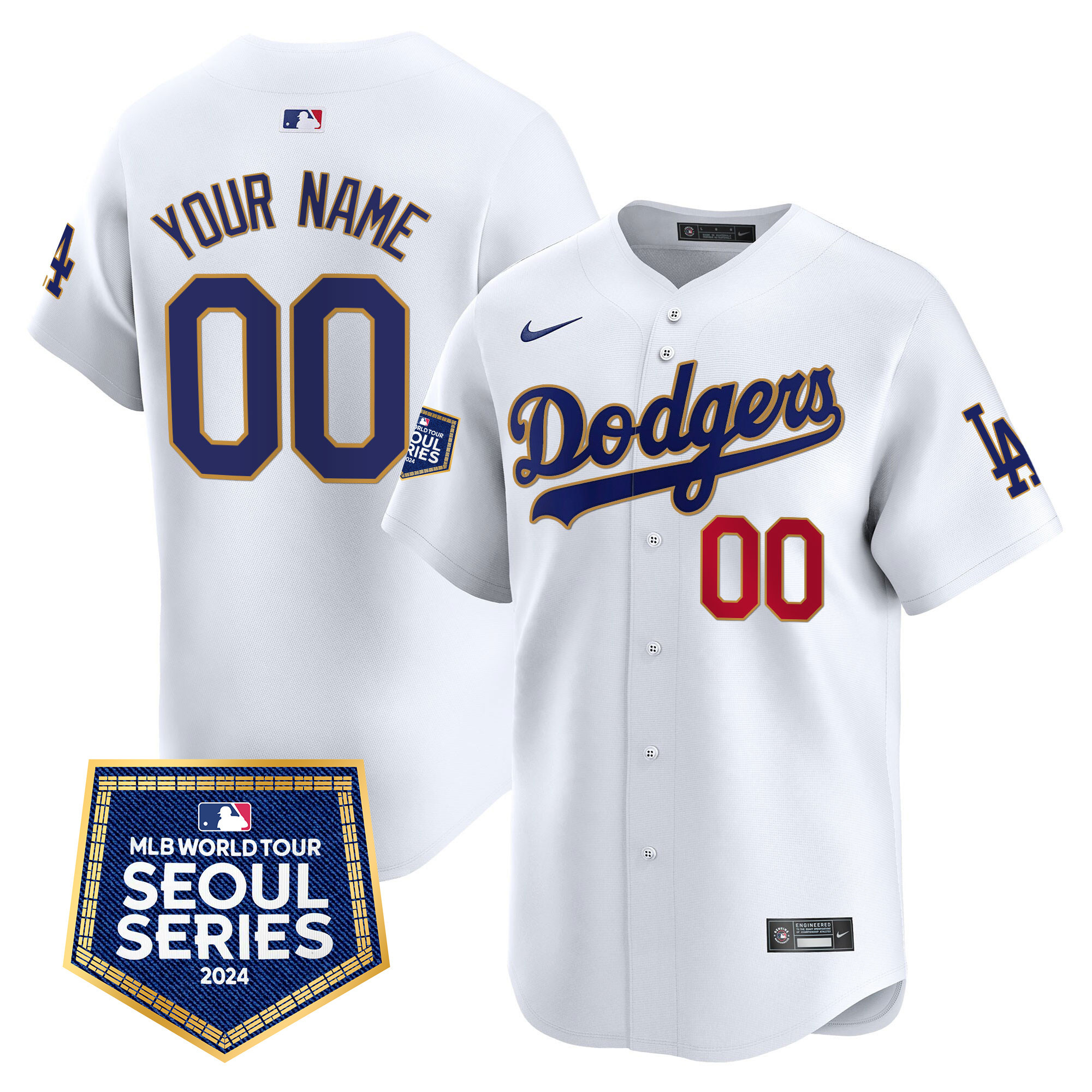 Dodgers 2024 World Tour Seoul Series Patch Vapor Premier Limited Custom Jersey - All Stitched