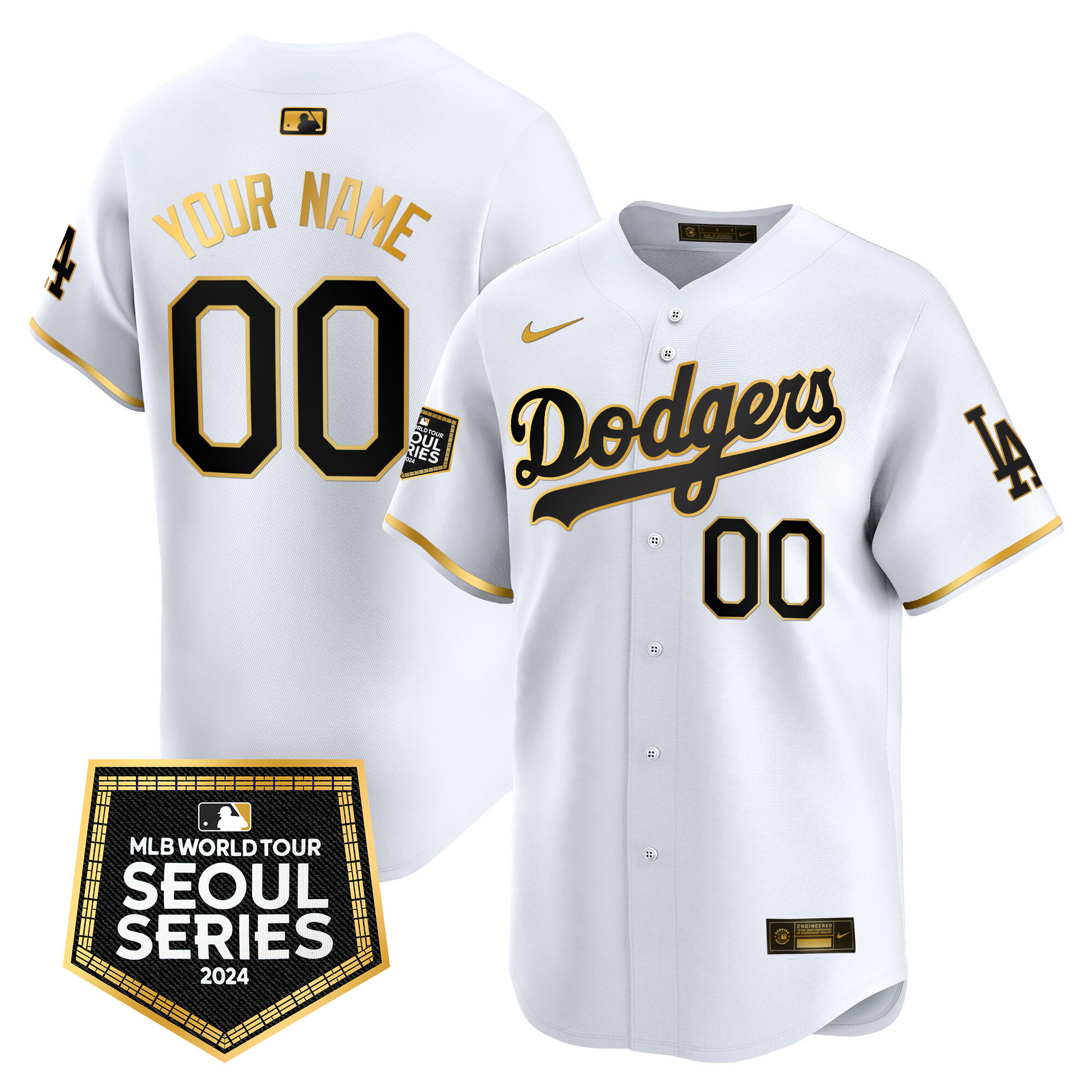Dodgers 2024 World Tour Seoul Series Patch Vapor Premier Limited Custom Jersey - All Stitched