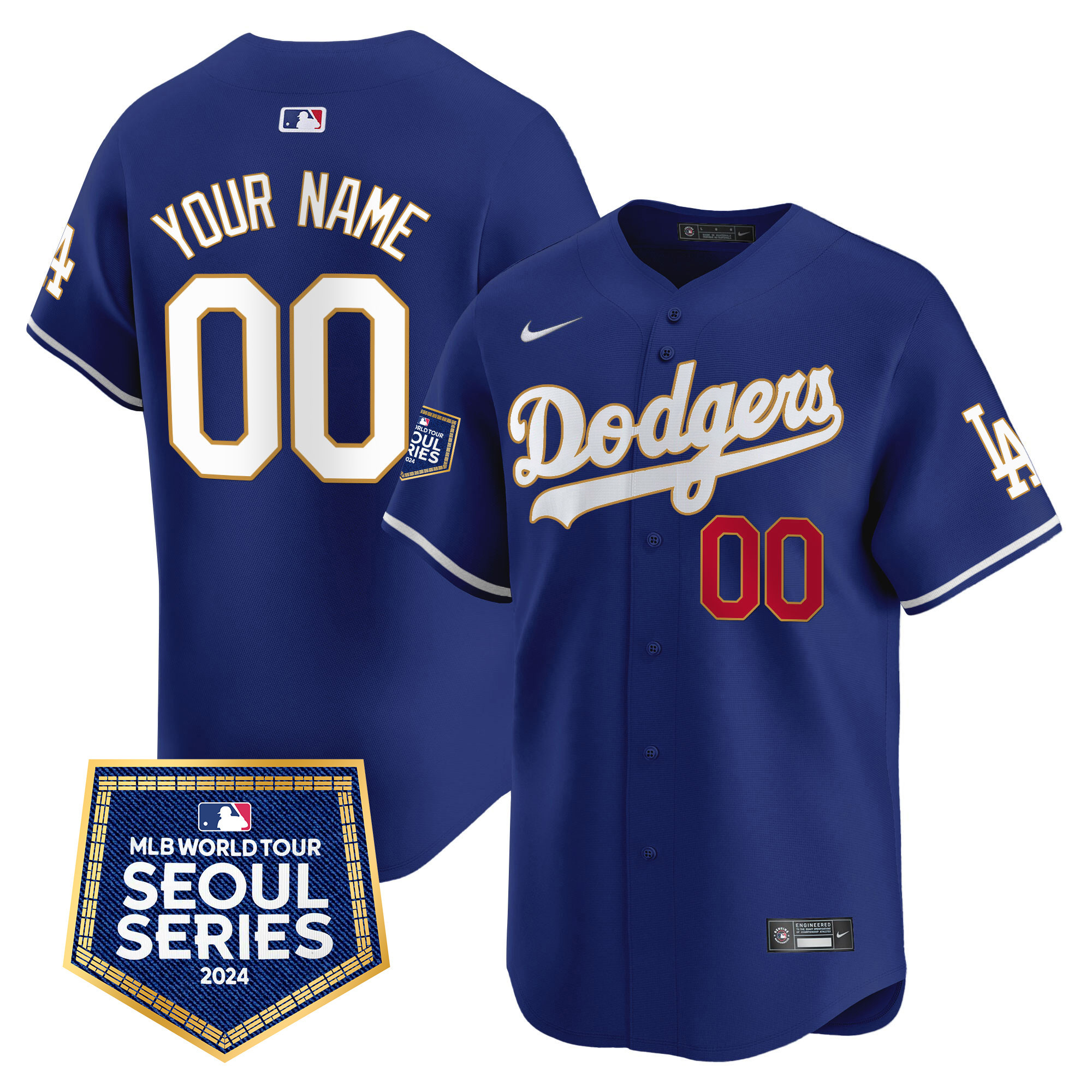 Dodgers 2024 World Tour Seoul Series Patch Vapor Premier Limited Custom Jersey - All Stitched