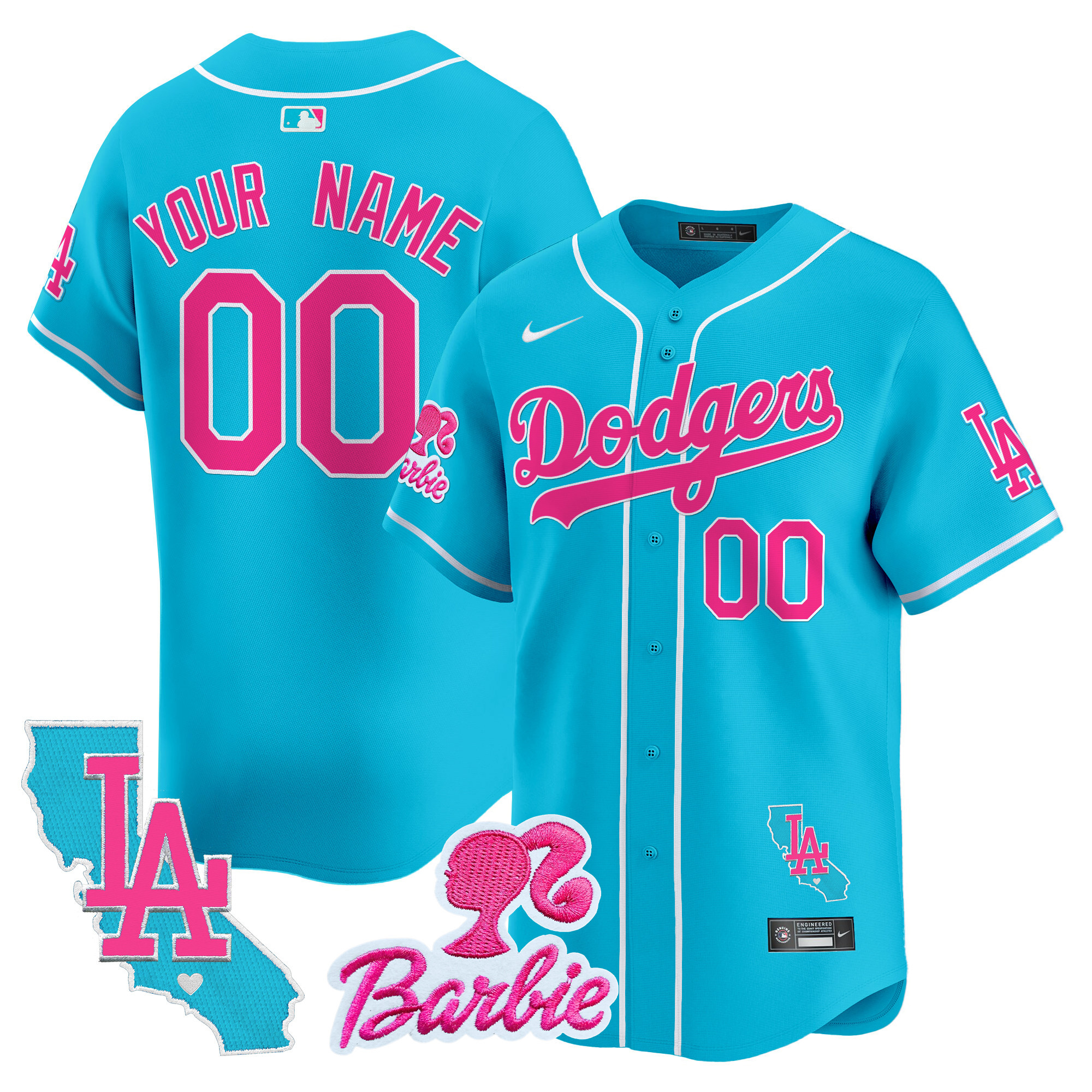 Dodgers Barbie Patch Vapor Premier Limited Custom Jersey - All Stitched