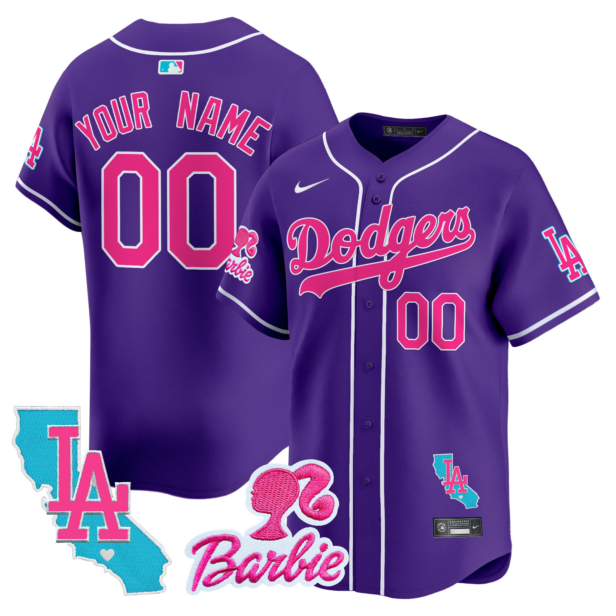 Dodgers Barbie Patch Vapor Premier Limited Custom Jersey - All Stitched