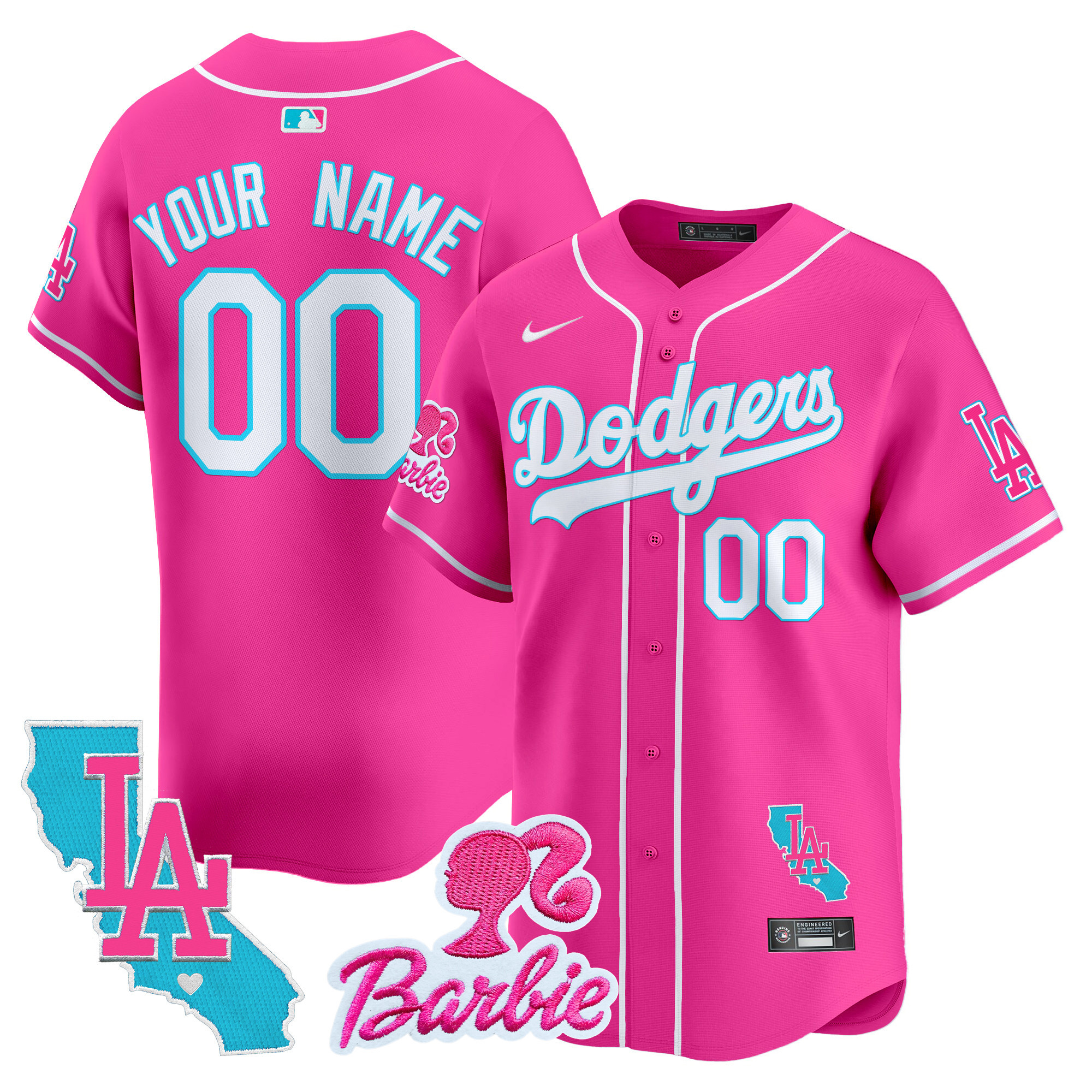 Dodgers Barbie Patch Vapor Premier Limited Custom Jersey - All Stitched