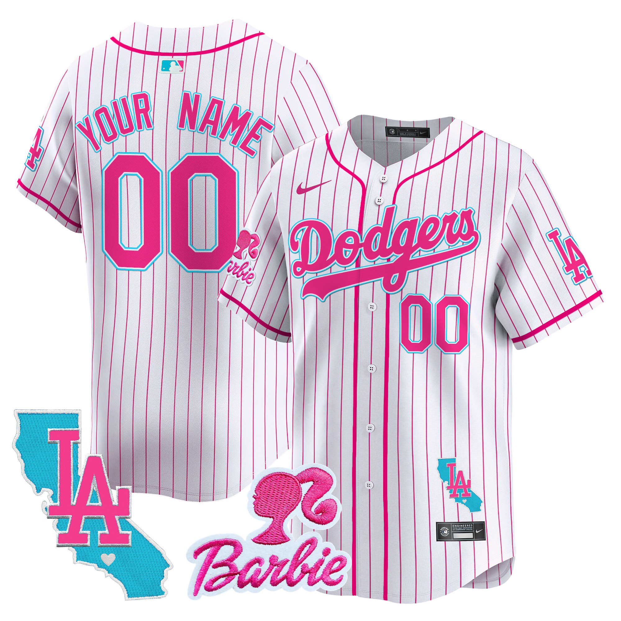 Dodgers Barbie Patch Vapor Premier Limited Custom Jersey - All Stitched