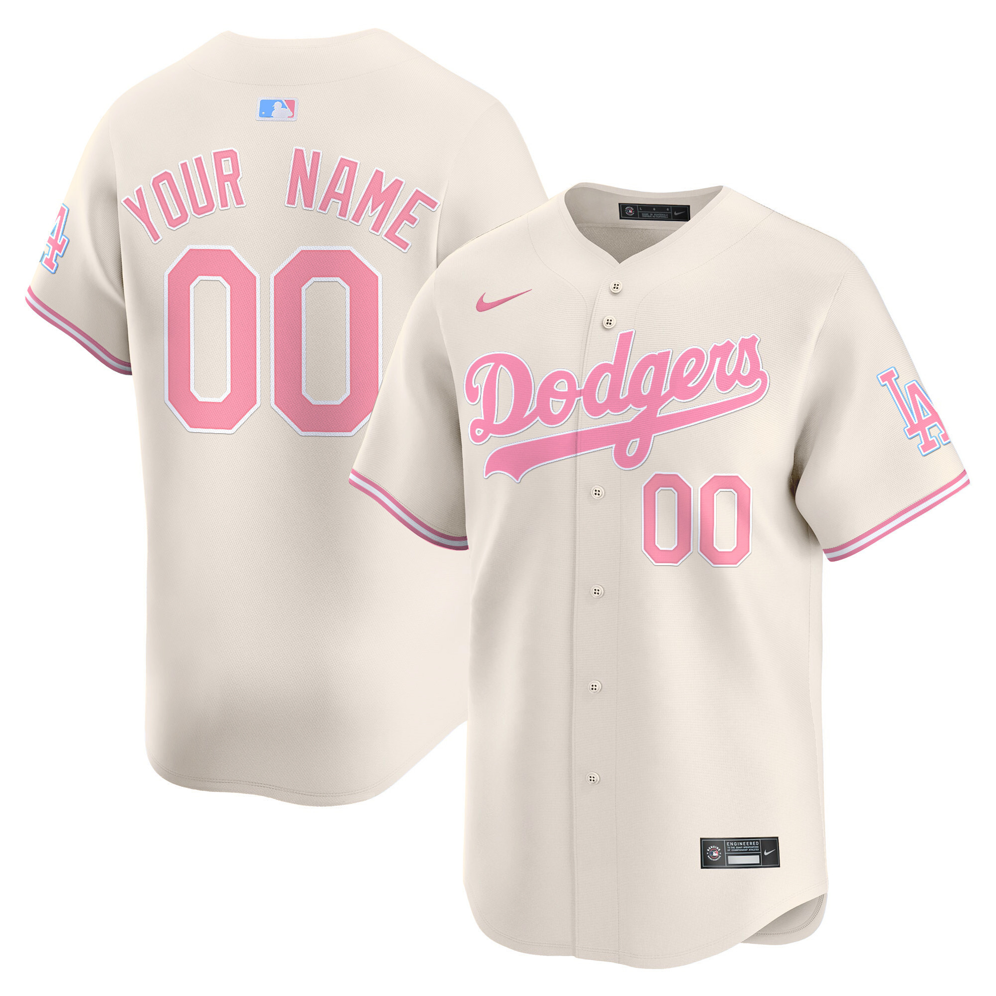 Dodgers Bubblegum Pink Vapor Premier Limited Custom Jersey - All Stitched