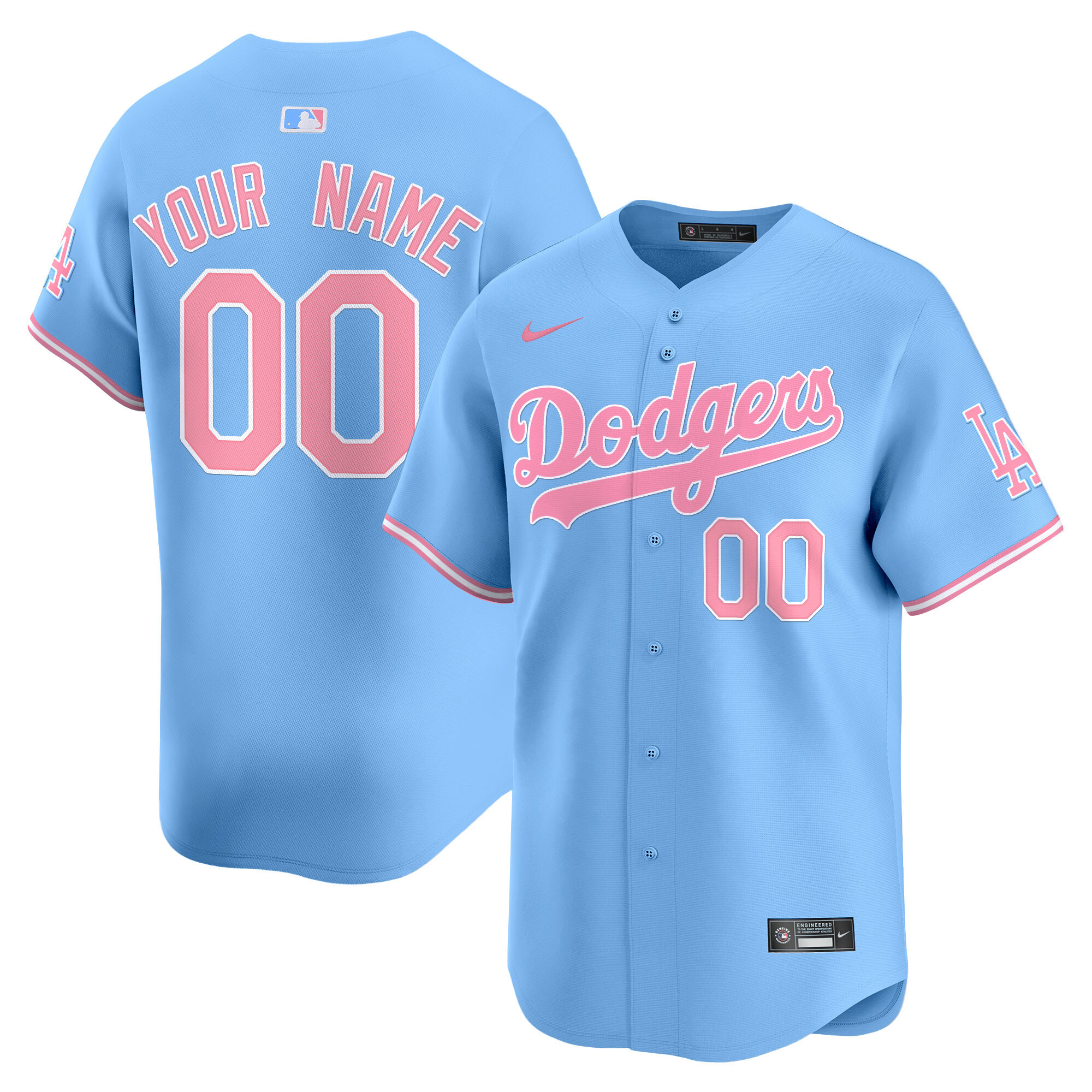 Dodgers Bubblegum Pink Vapor Premier Limited Custom Jersey - All Stitched