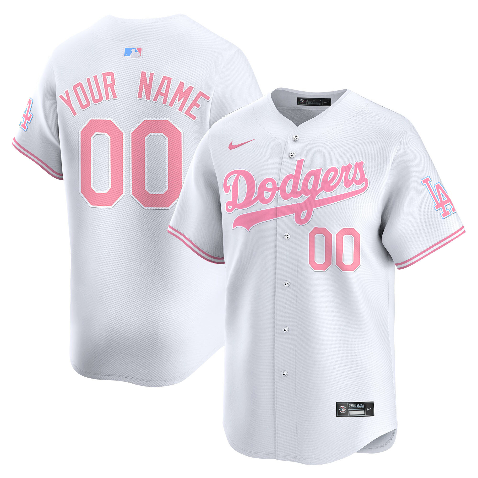 Dodgers Bubblegum Pink Vapor Premier Limited Custom Jersey - All Stitched