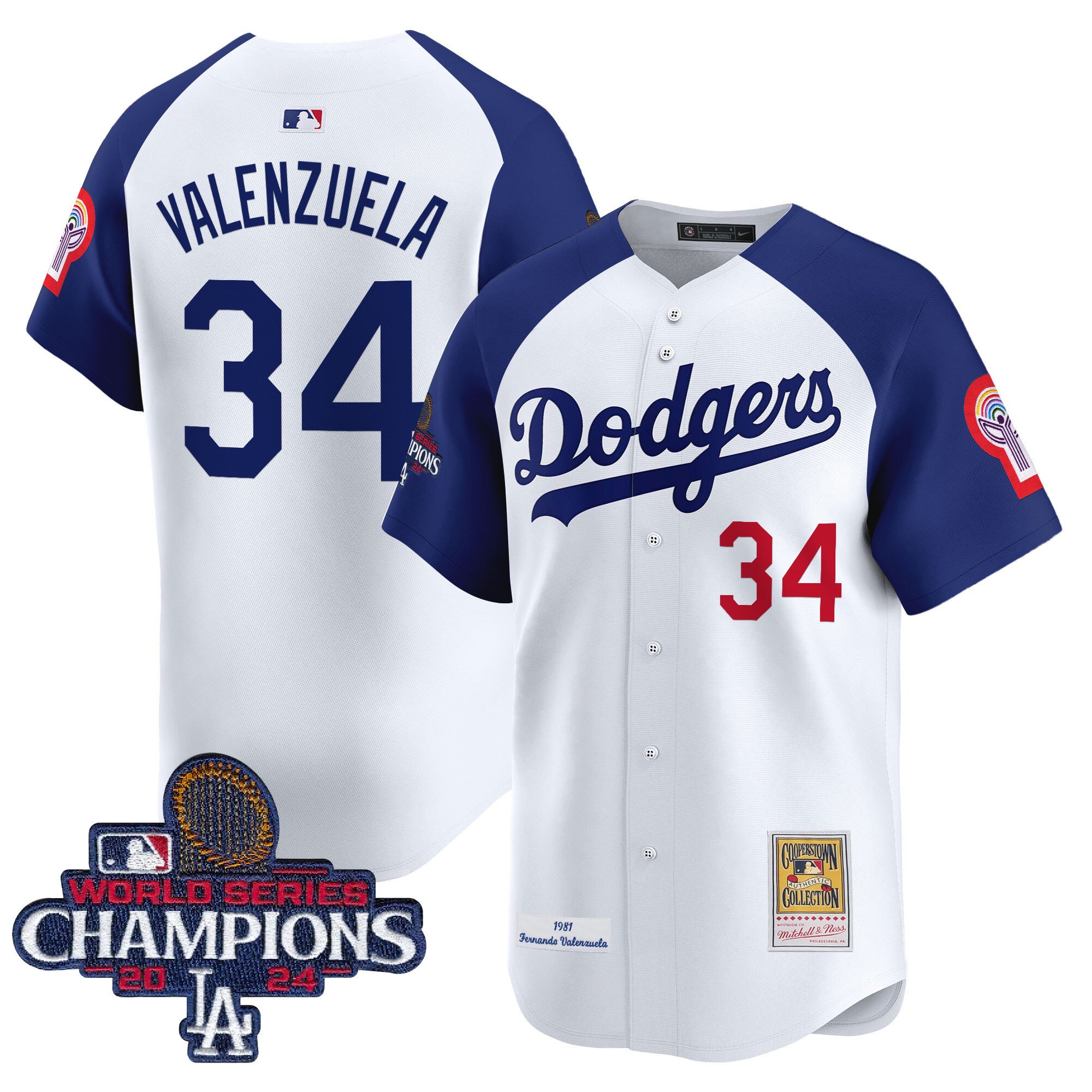 Dodgers Fernando 1981 & 2024 World Series Champions Patch Cooperstown Jersey - All Stitched