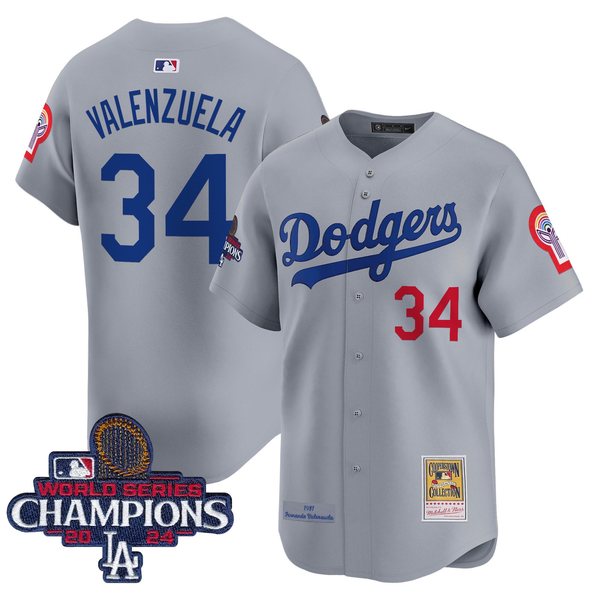 Dodgers Fernando 1981 & 2024 World Series Champions Patch Cooperstown Jersey - All Stitched