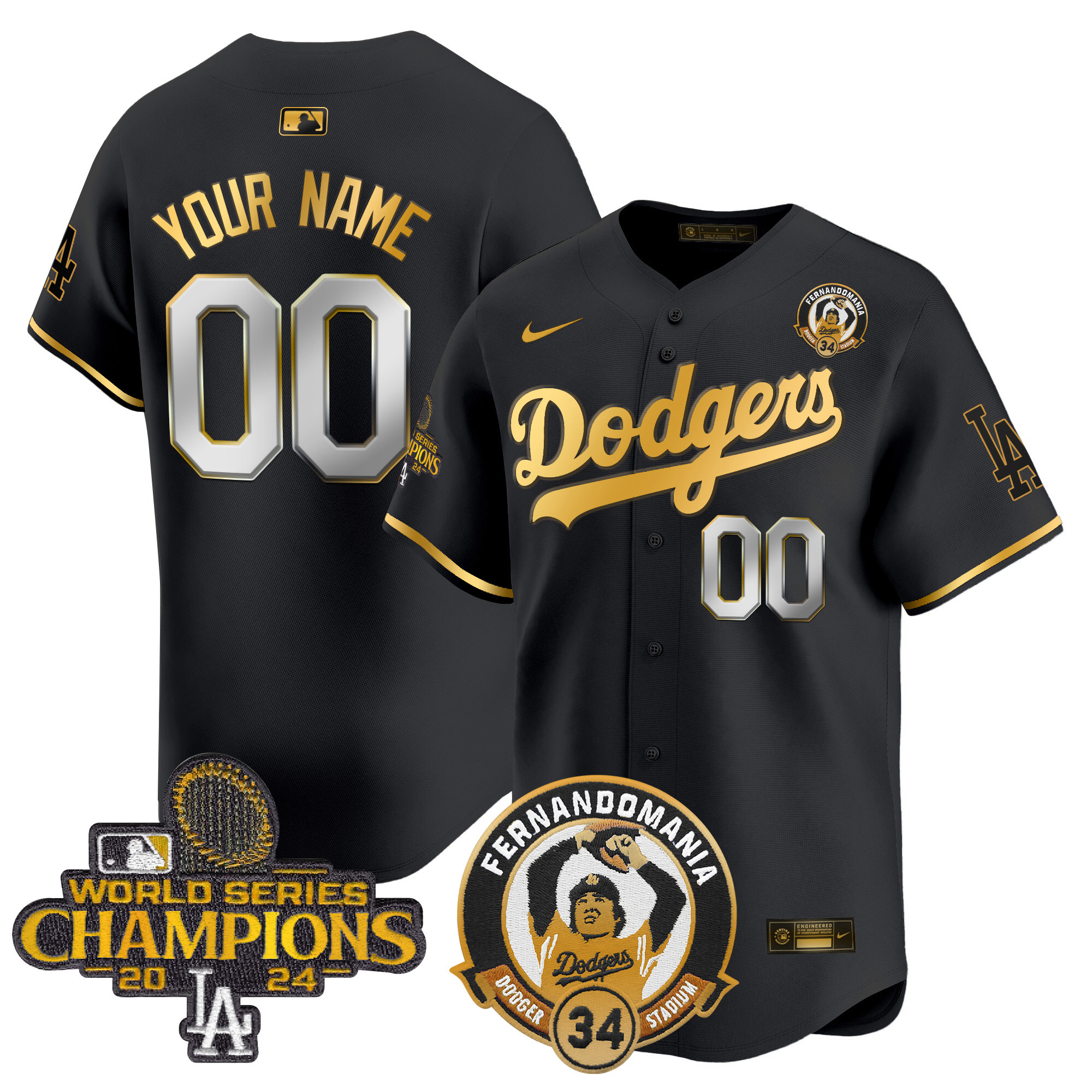 Dodgers Fernando & 2024 World Series Champions Patch Vapor Premier Limited Custom Jersey V2 - All Stitched