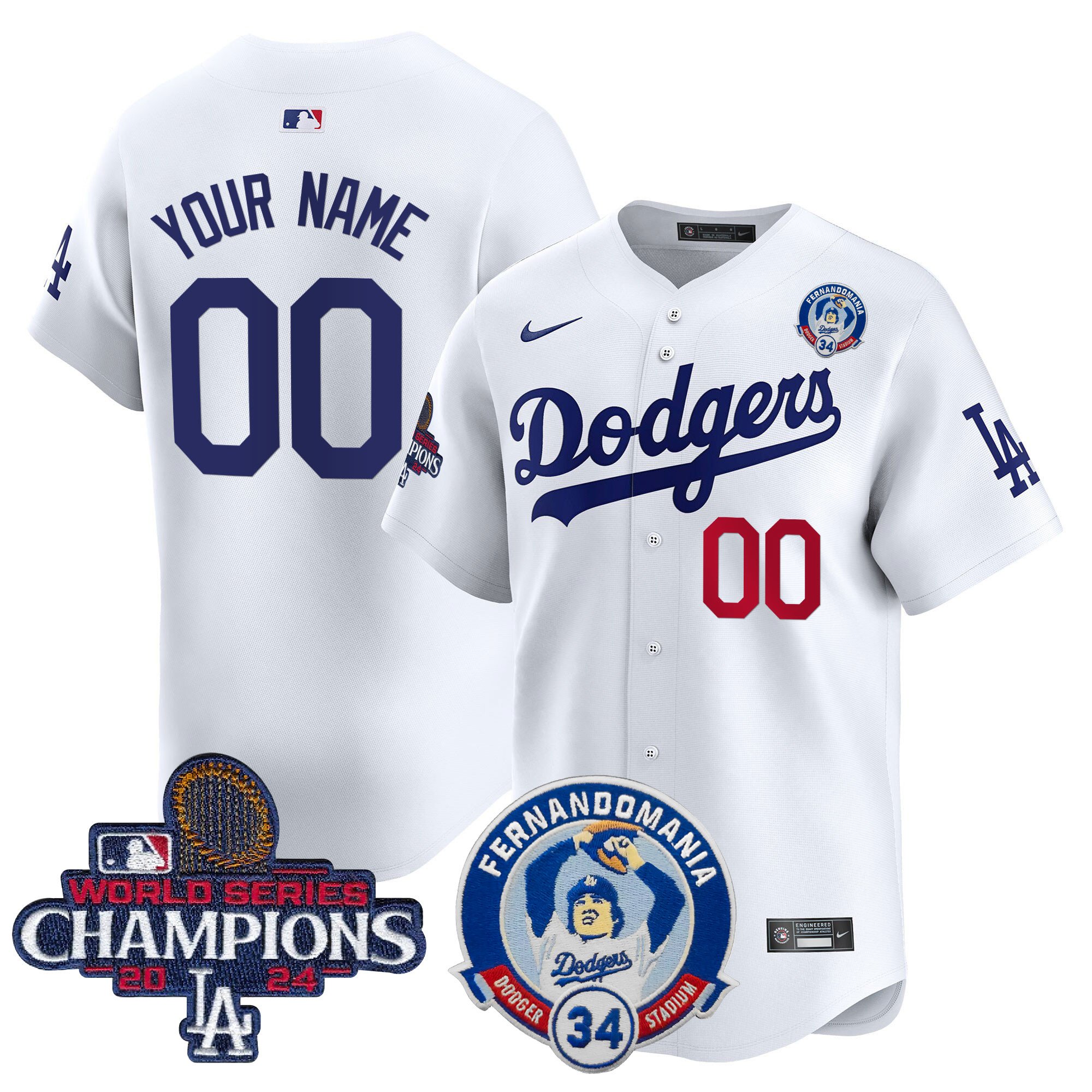 Dodgers Fernando & 2024 World Series Champions Patch Vapor Premier Limited Custom Jersey V2 - All Stitched