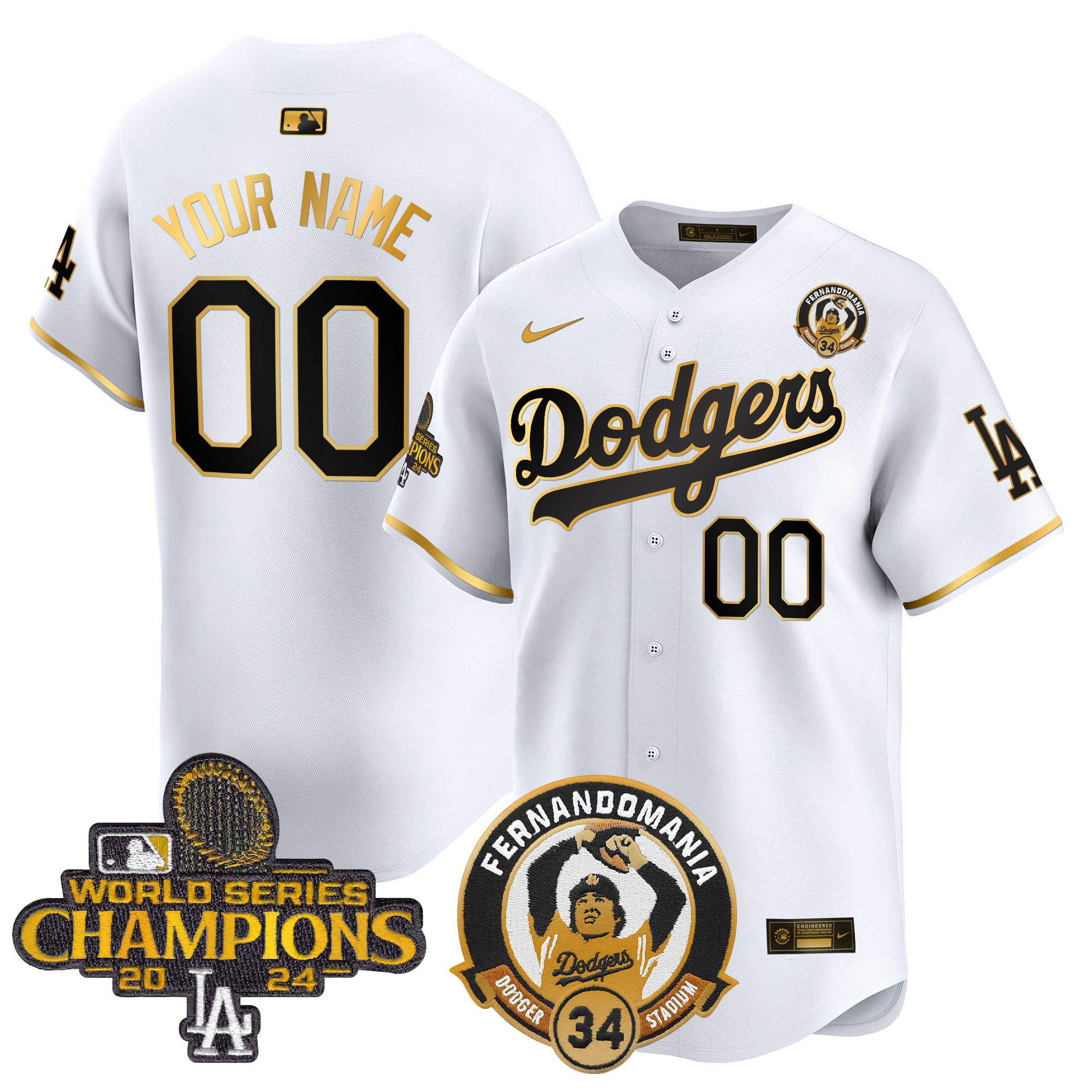 Dodgers Fernando & 2024 World Series Champions Patch Vapor Premier Limited Custom Jersey V2 - All Stitched