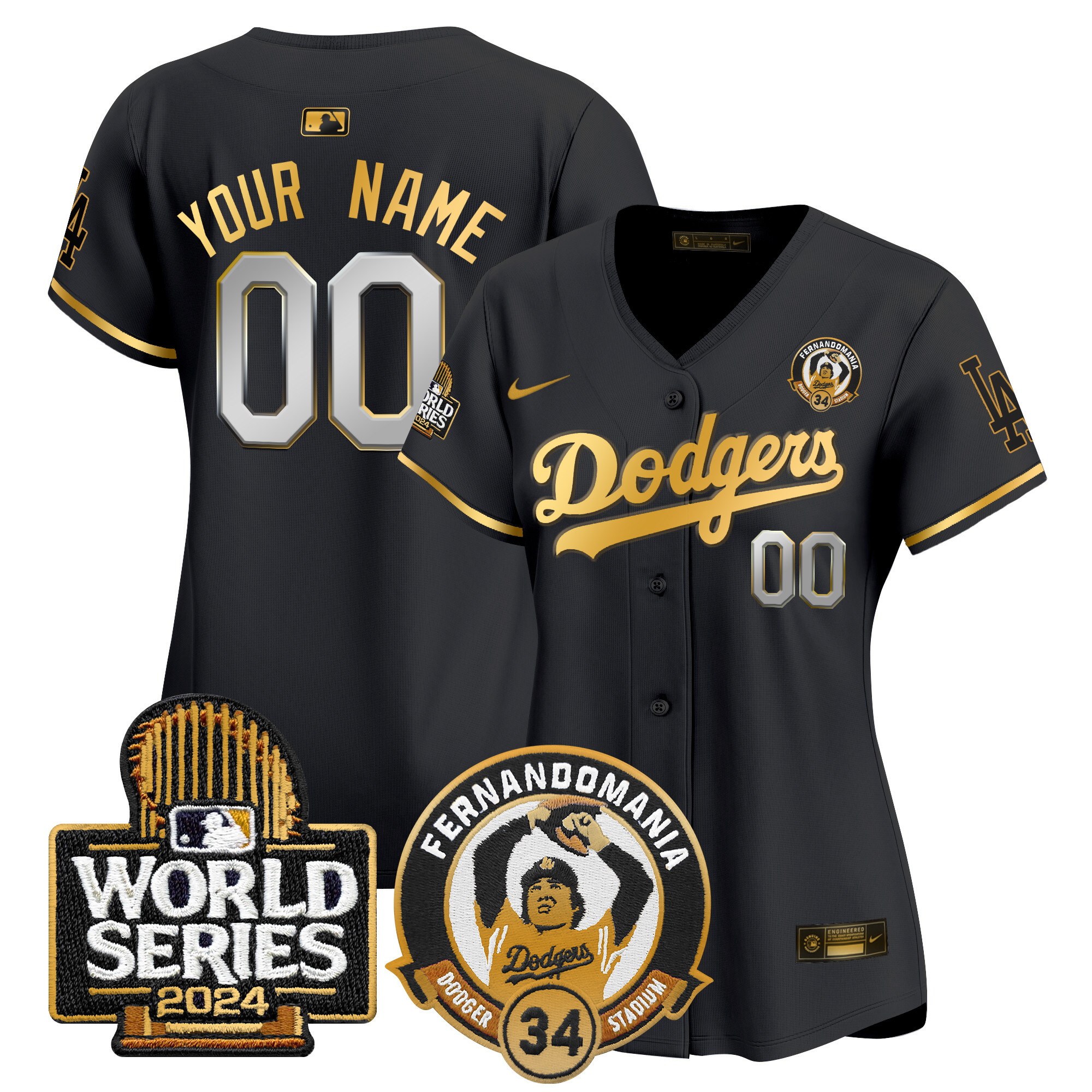 Dodgers Fernando Valenzuela & 2024 World Series Patch Vapor Premier Limited Custom Jersey - All Stitched