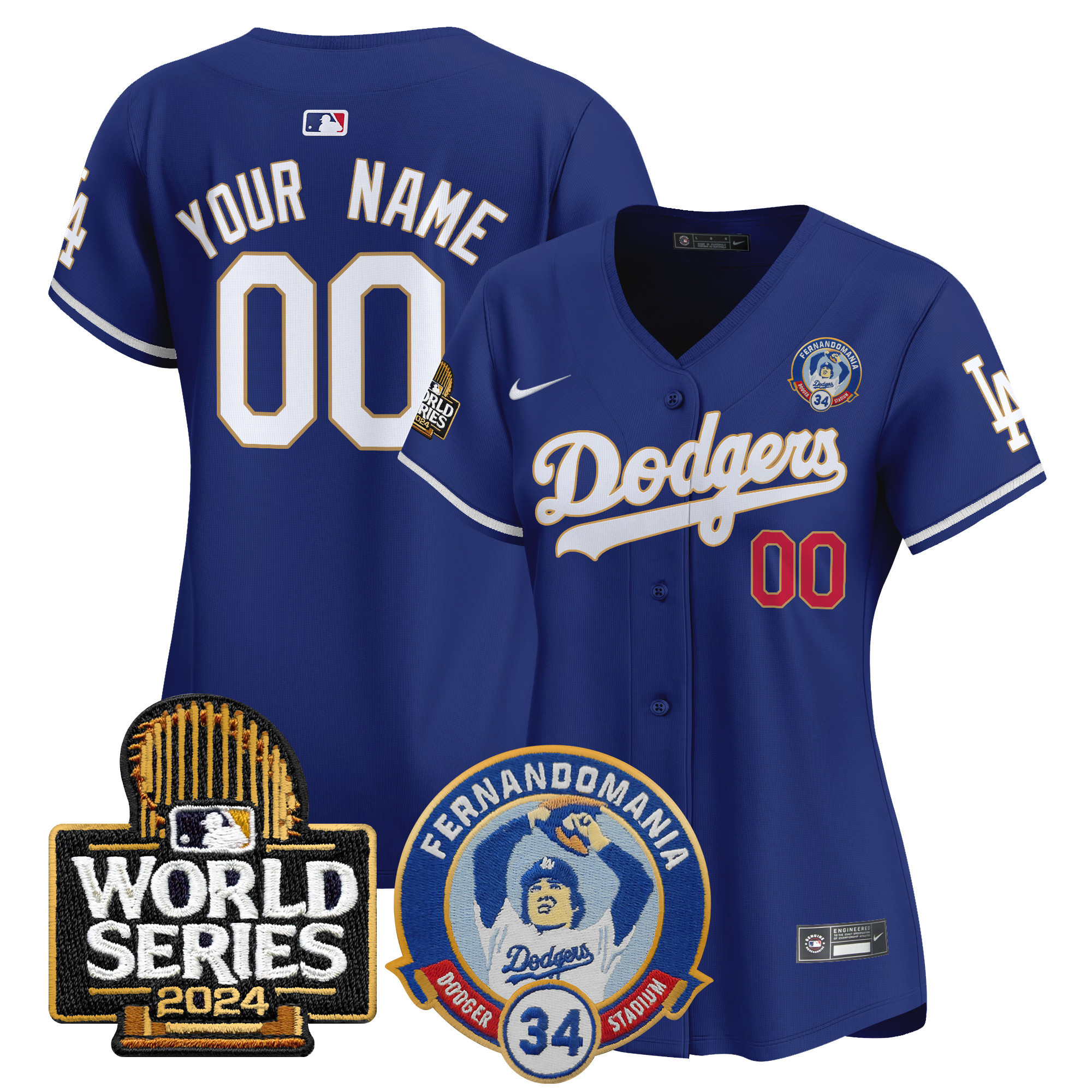 Dodgers Fernando Valenzuela & 2024 World Series Patch Vapor Premier Limited Custom Jersey - All Stitched