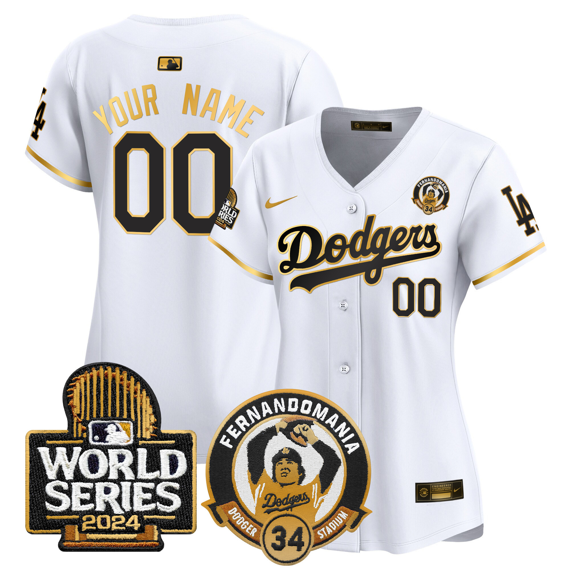 Dodgers Fernando Valenzuela & 2024 World Series Patch Vapor Premier Limited Custom Jersey - All Stitched
