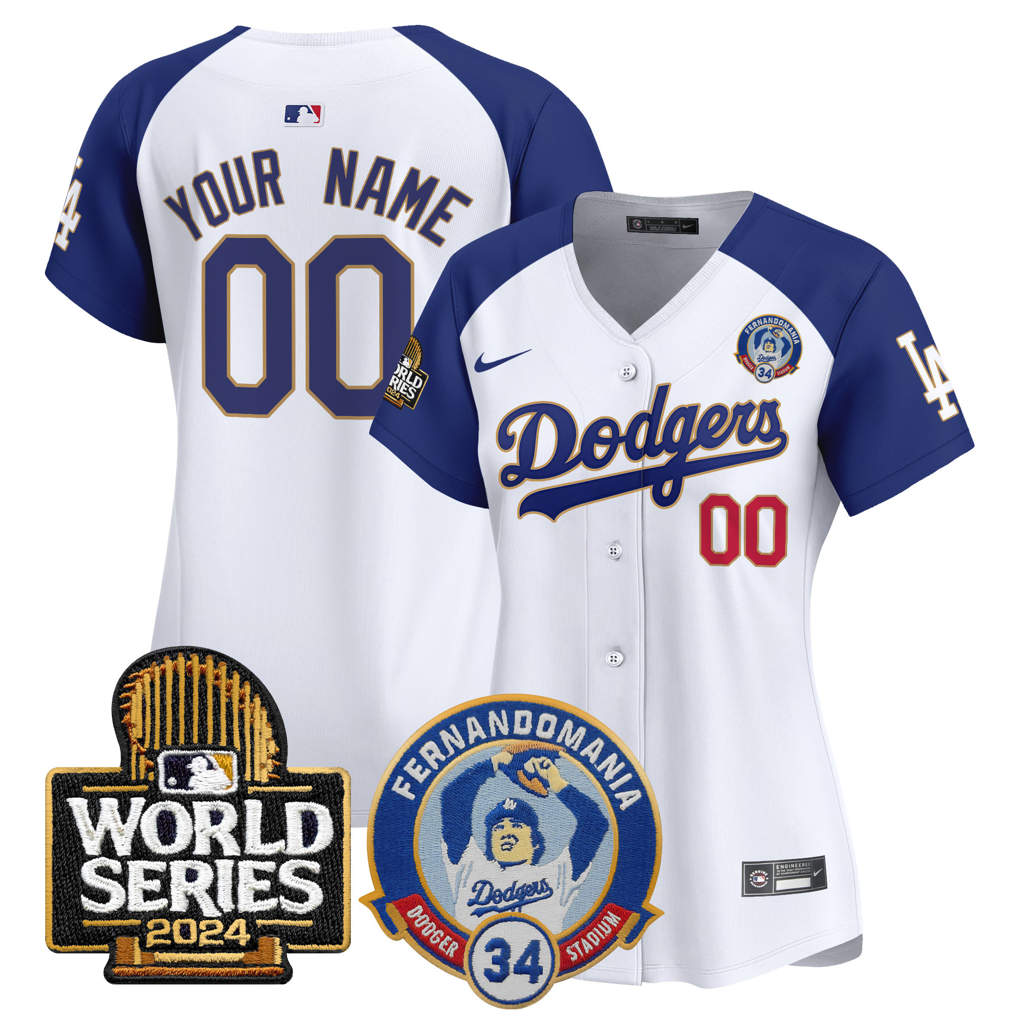 Dodgers Fernando Valenzuela & 2024 World Series Patch Vapor Premier Limited Custom Jersey - All Stitched
