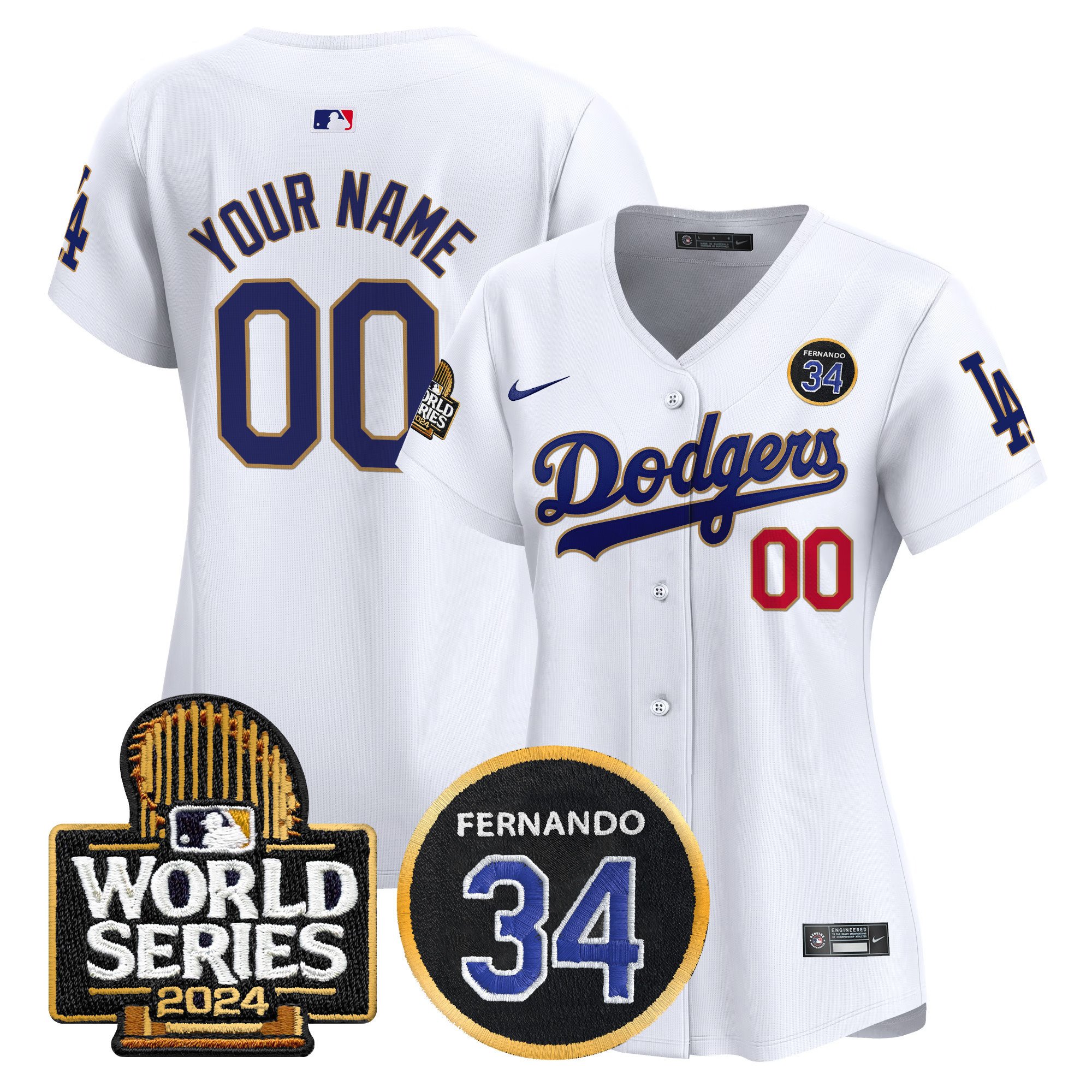 Dodgers Fernando Valenzuela Memorial & 2024 World Series Patch Vapor Premier Limited Custom Jersey - All Stitched