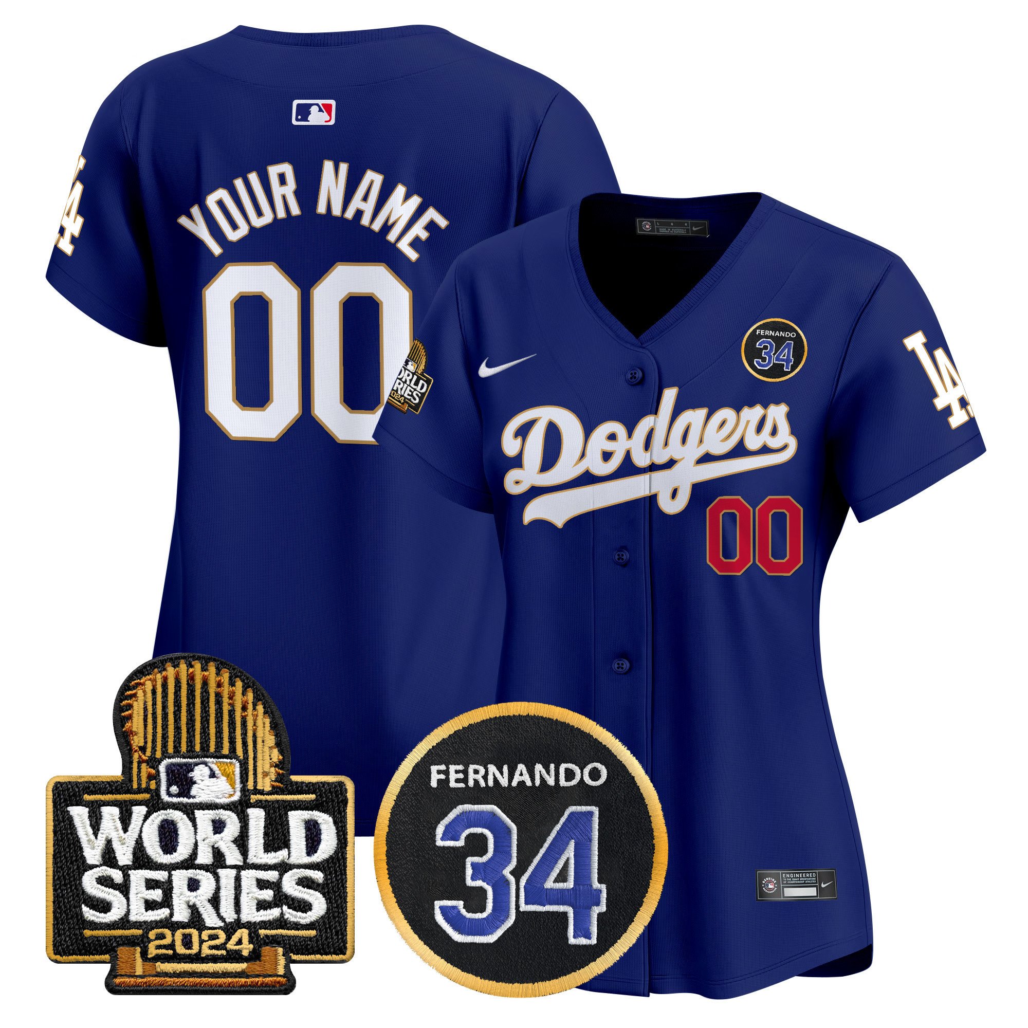 Dodgers Fernando Valenzuela Memorial & 2024 World Series Patch Vapor Premier Limited Custom Jersey - All Stitched
