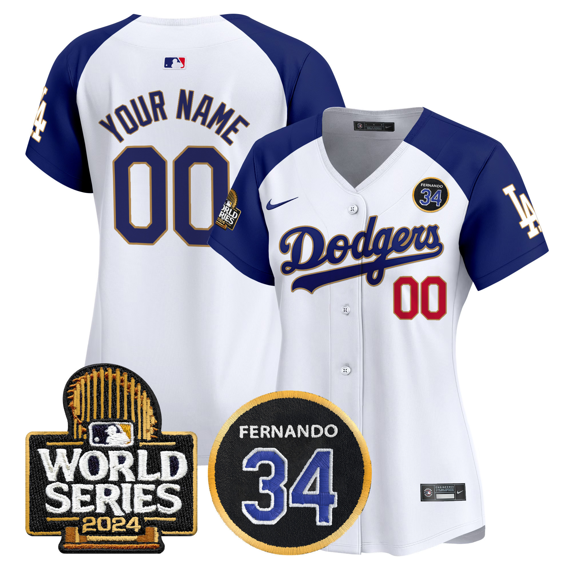 Dodgers Fernando Valenzuela Memorial & 2024 World Series Patch Vapor Premier Limited Custom Jersey - All Stitched